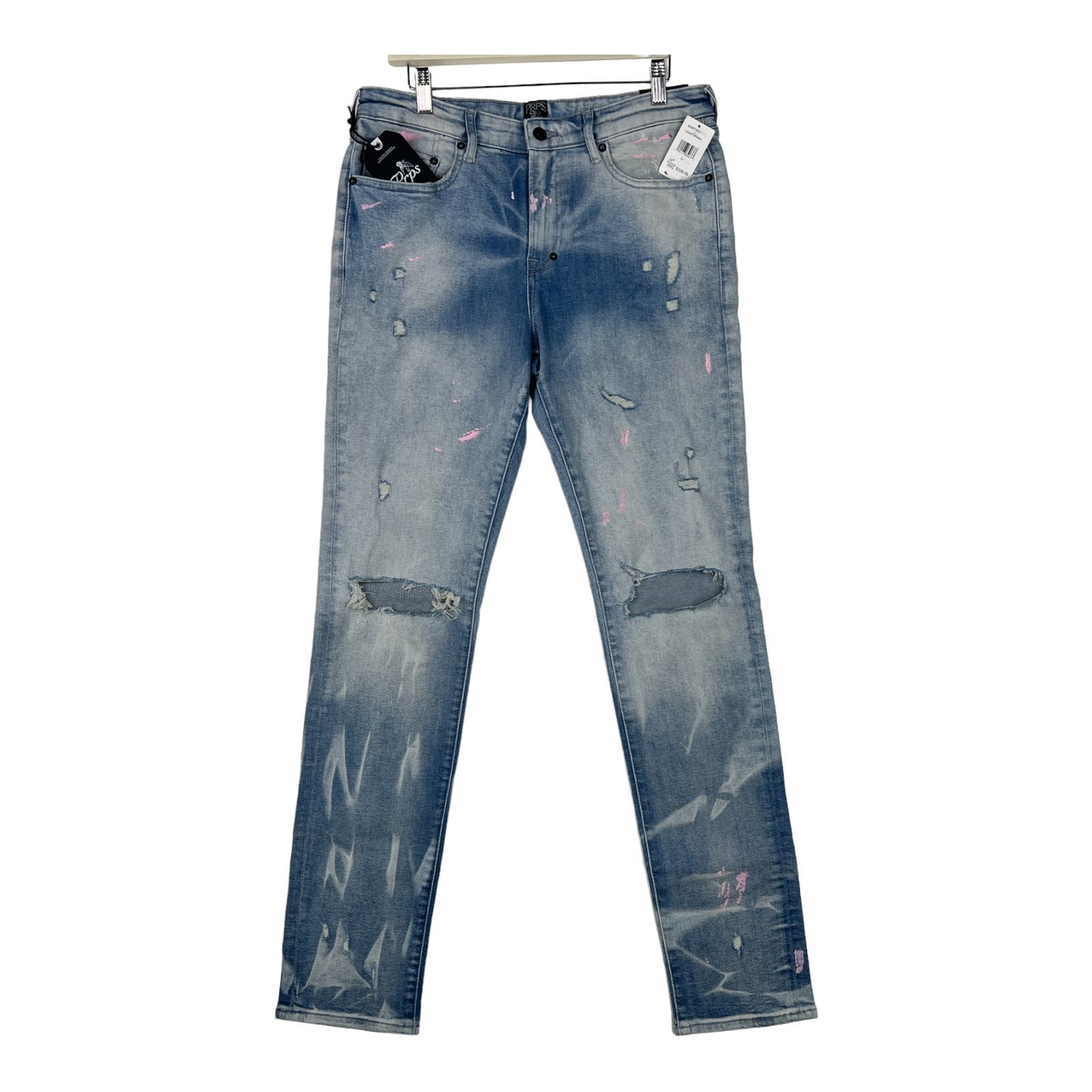 PRPS Le Sabre Men Light Wash Jeans US 31 Ripped Bleached Slim Fit