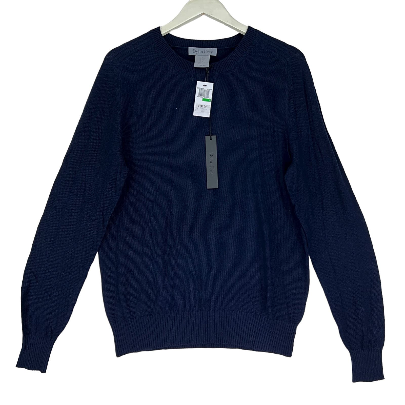Dylan Gray Men Navy Crewneck US L Wool Sweatshirt Long Sleeves