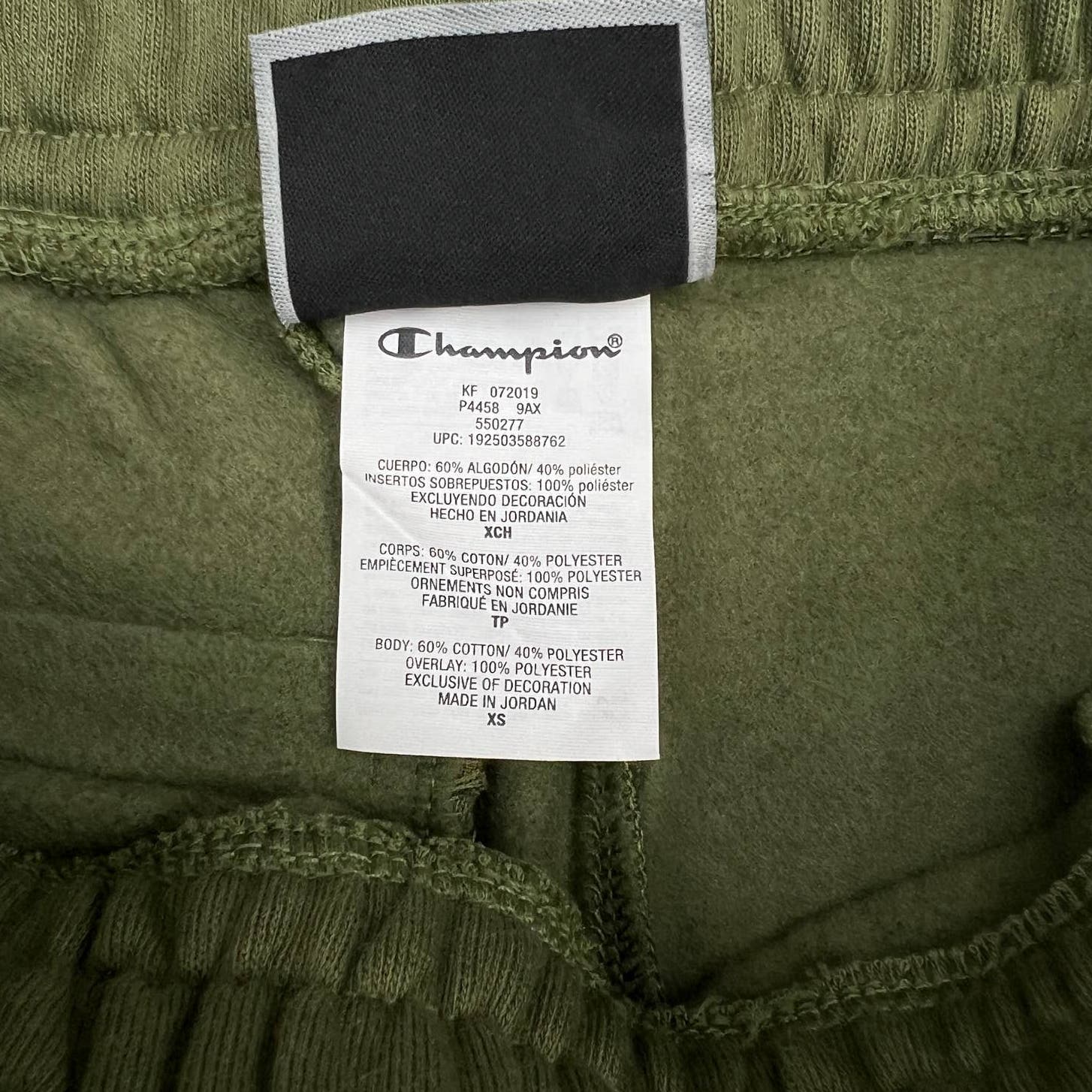 Champion Men Olive Pants US XS Patch Pockets Joggers