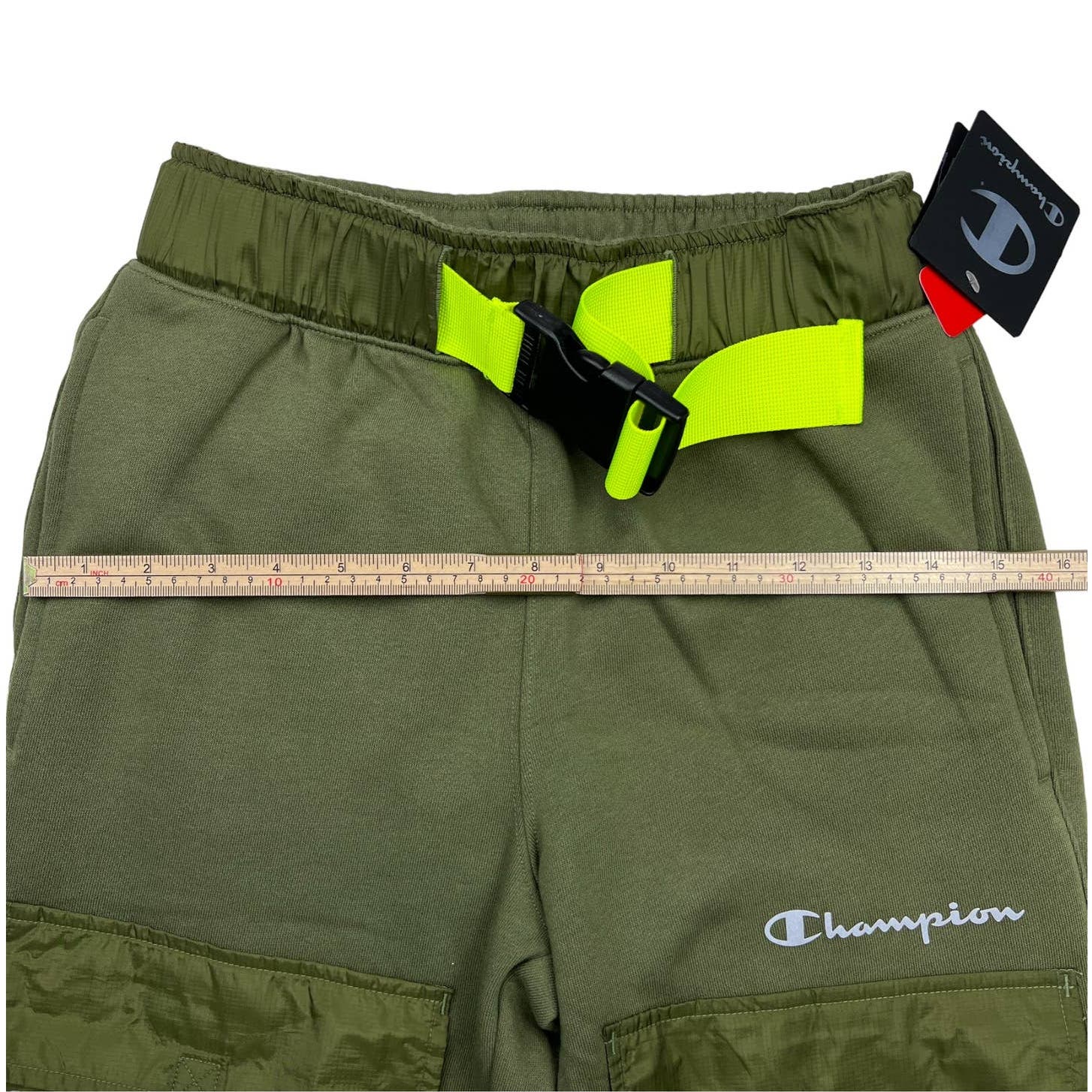 Champion Men Olive Pants US XS Patch Pockets Joggers