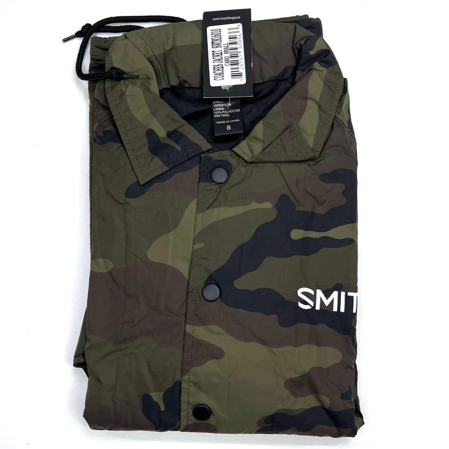 Smith Men Coaches Jacket US S Snap Front Olive Camo Windbreaker Beimar