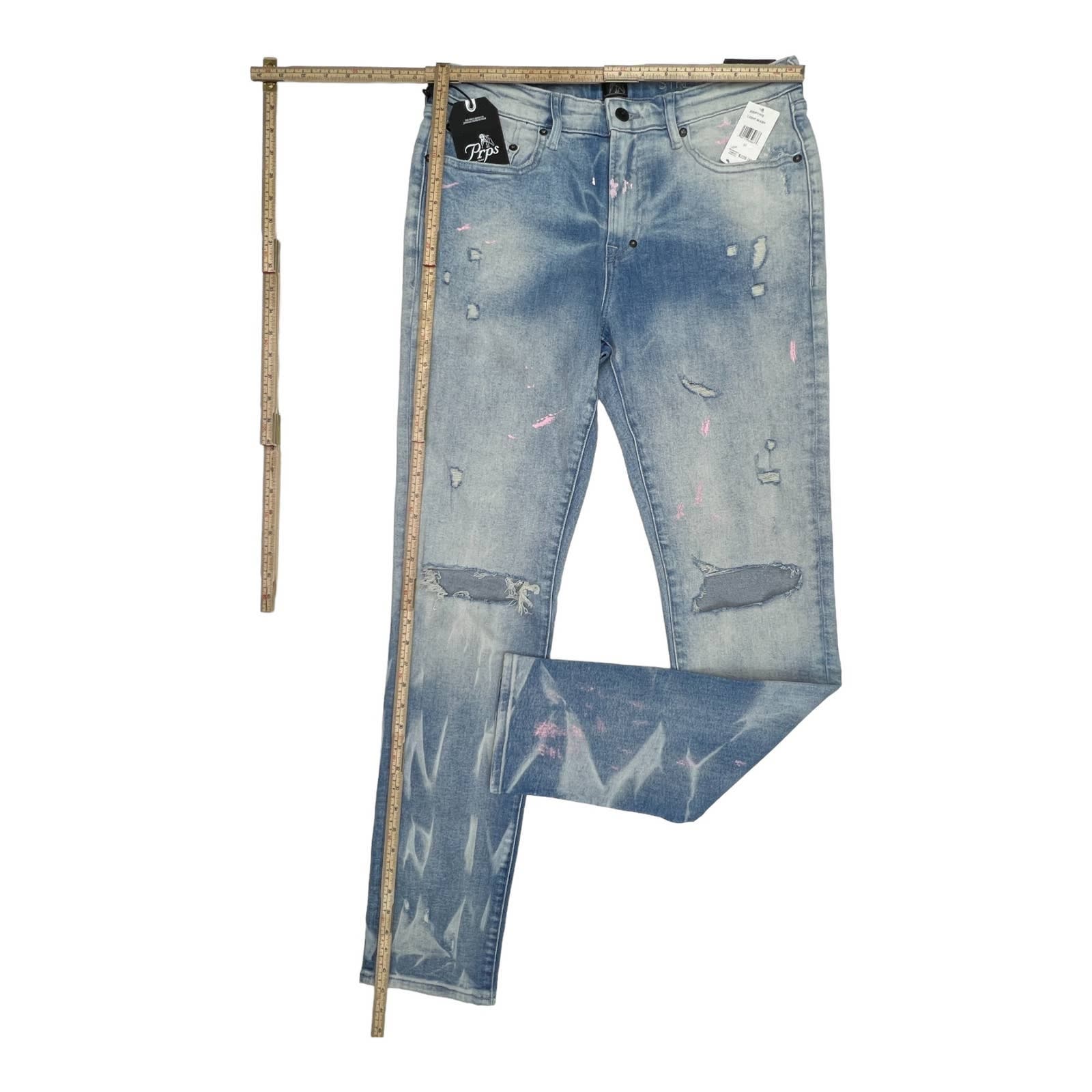 PRPS Le Sabre Men Light Wash Jeans US 31 Ripped Bleached Slim Fit