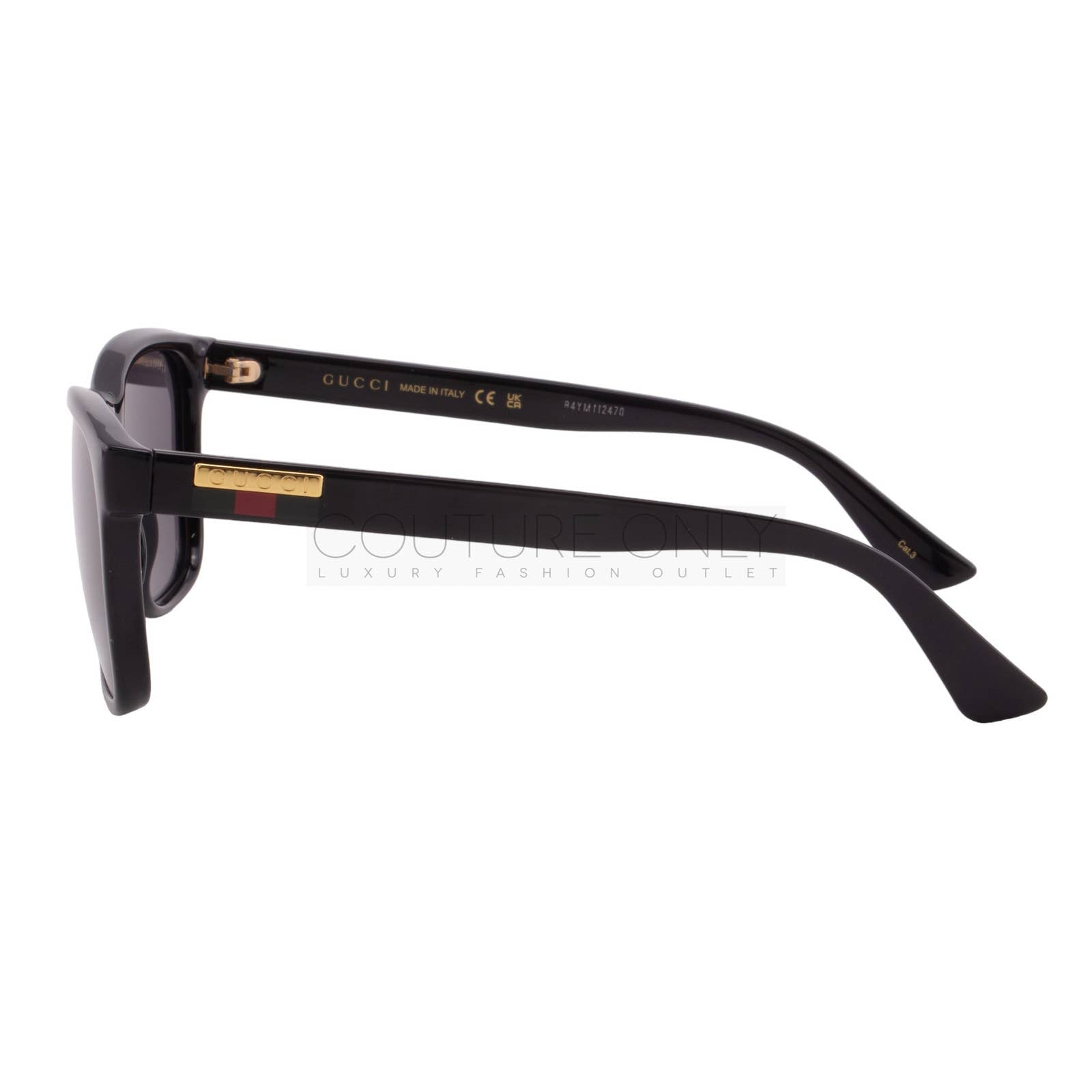 Men Black Square Sunglasses GG0746S-001 Gray Lens