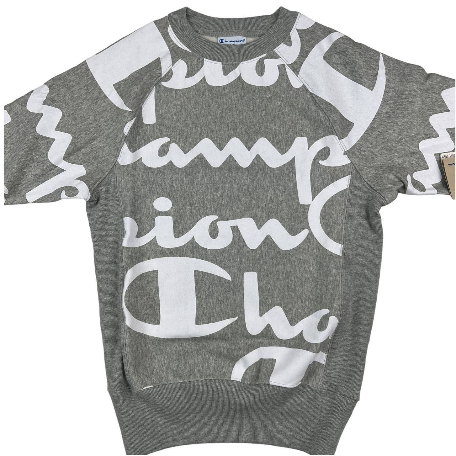Champion Men Grey Sweater US XS Short Sleeve White Logo