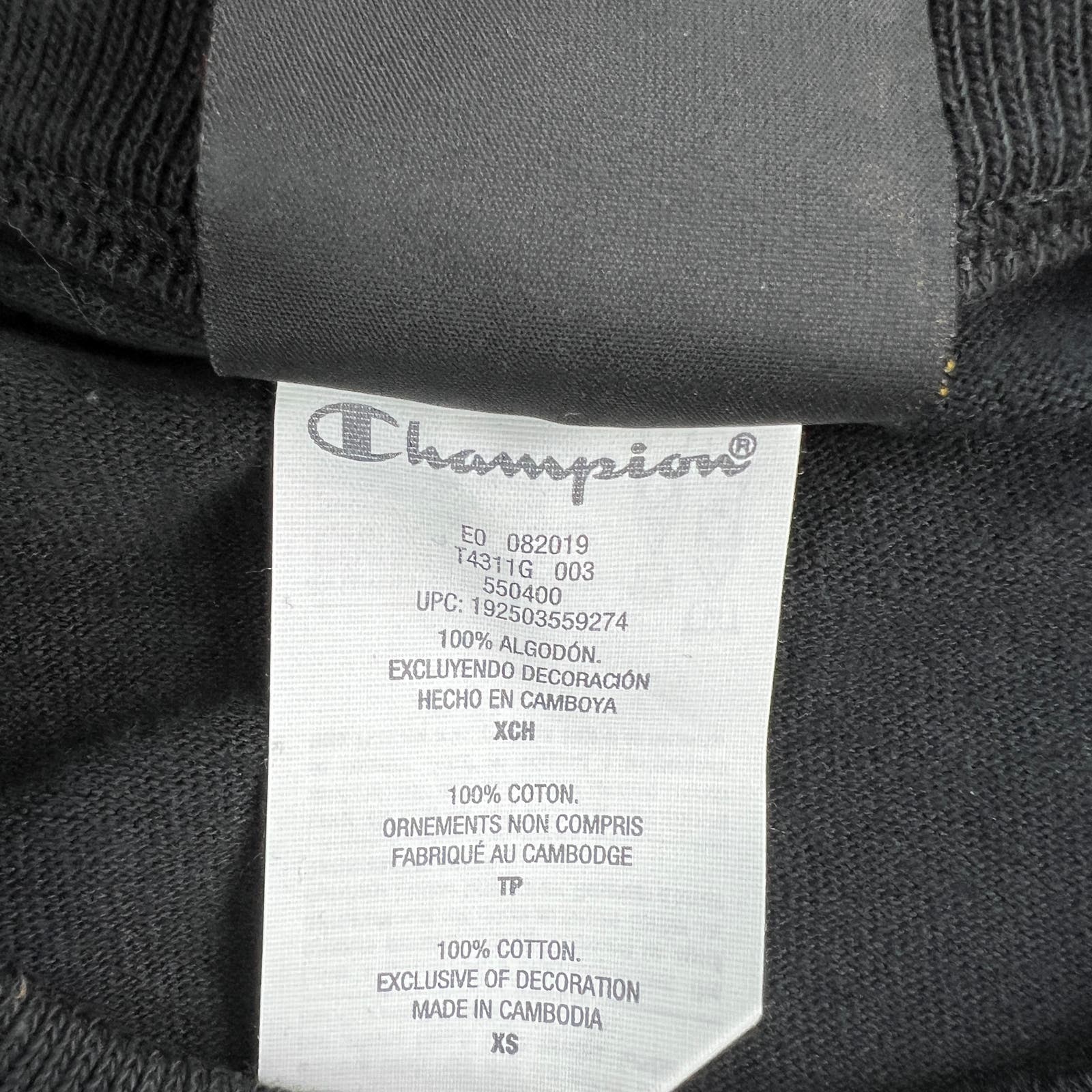 Champion Men Black T-Shirt US XS Century Collection Tee