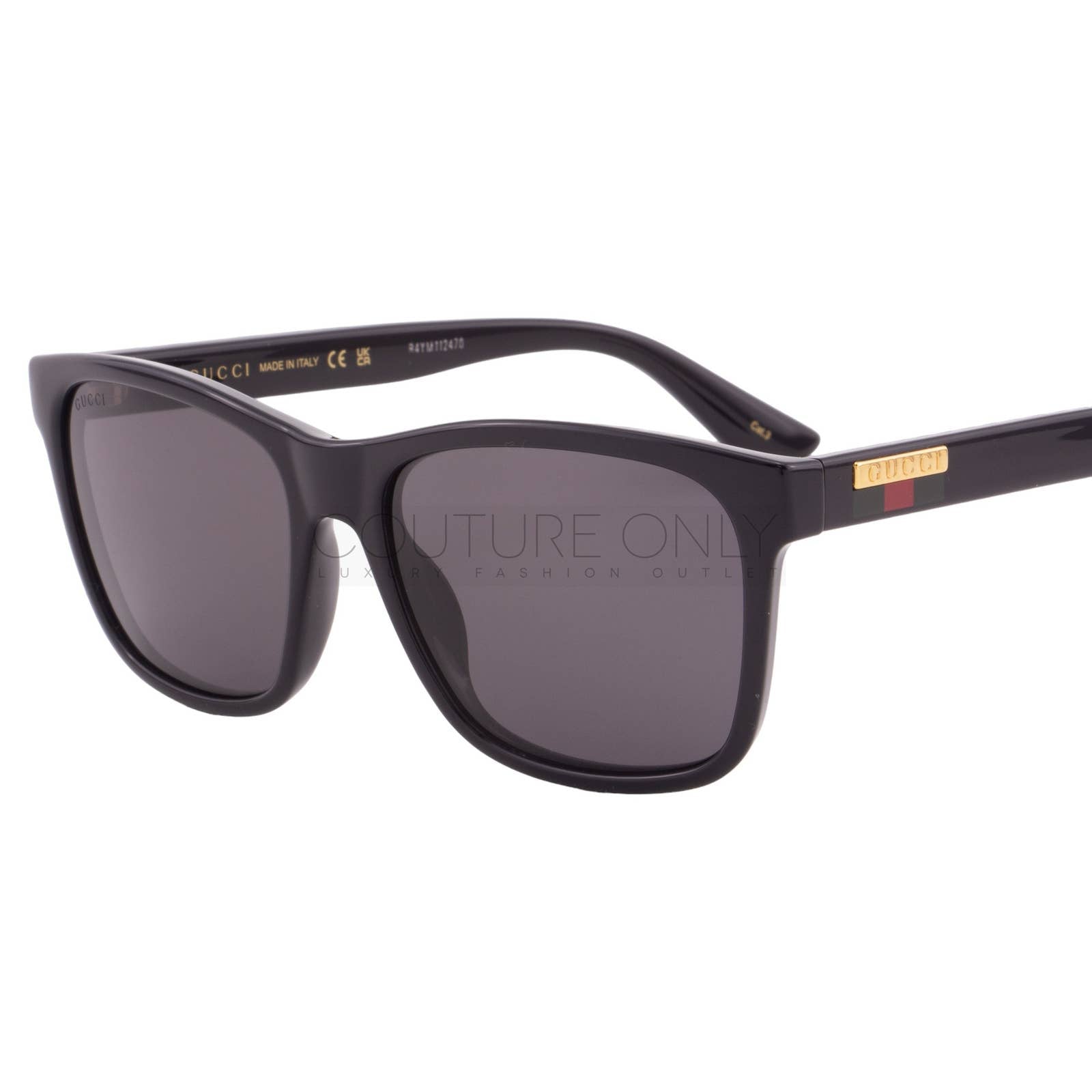 Men Black Square Sunglasses GG0746S-001 Gray Lens