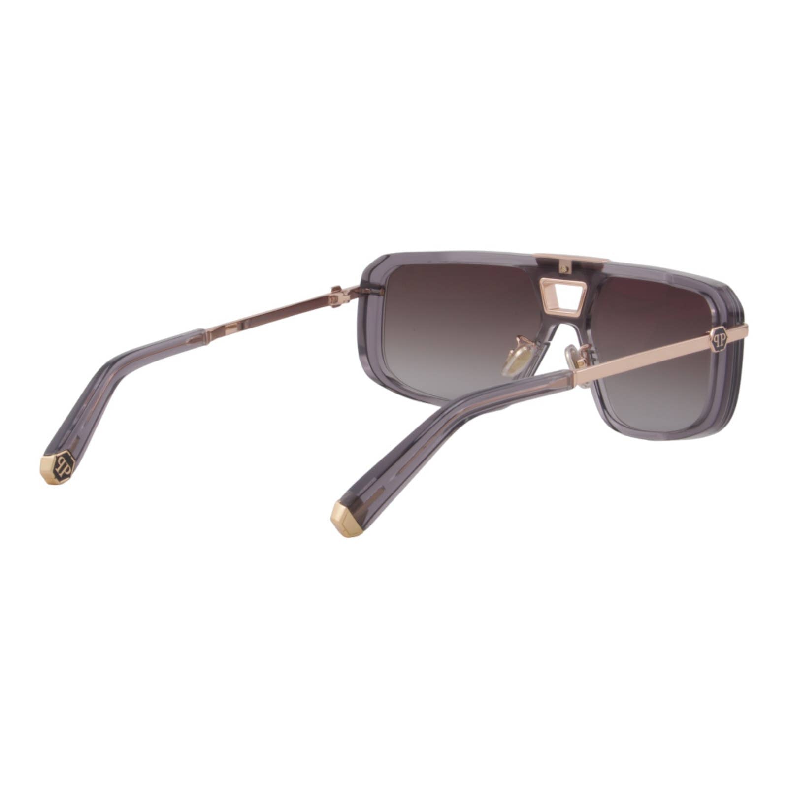 Men Square Shield Sunglasses SPP008M-0M78 Gray Transparent