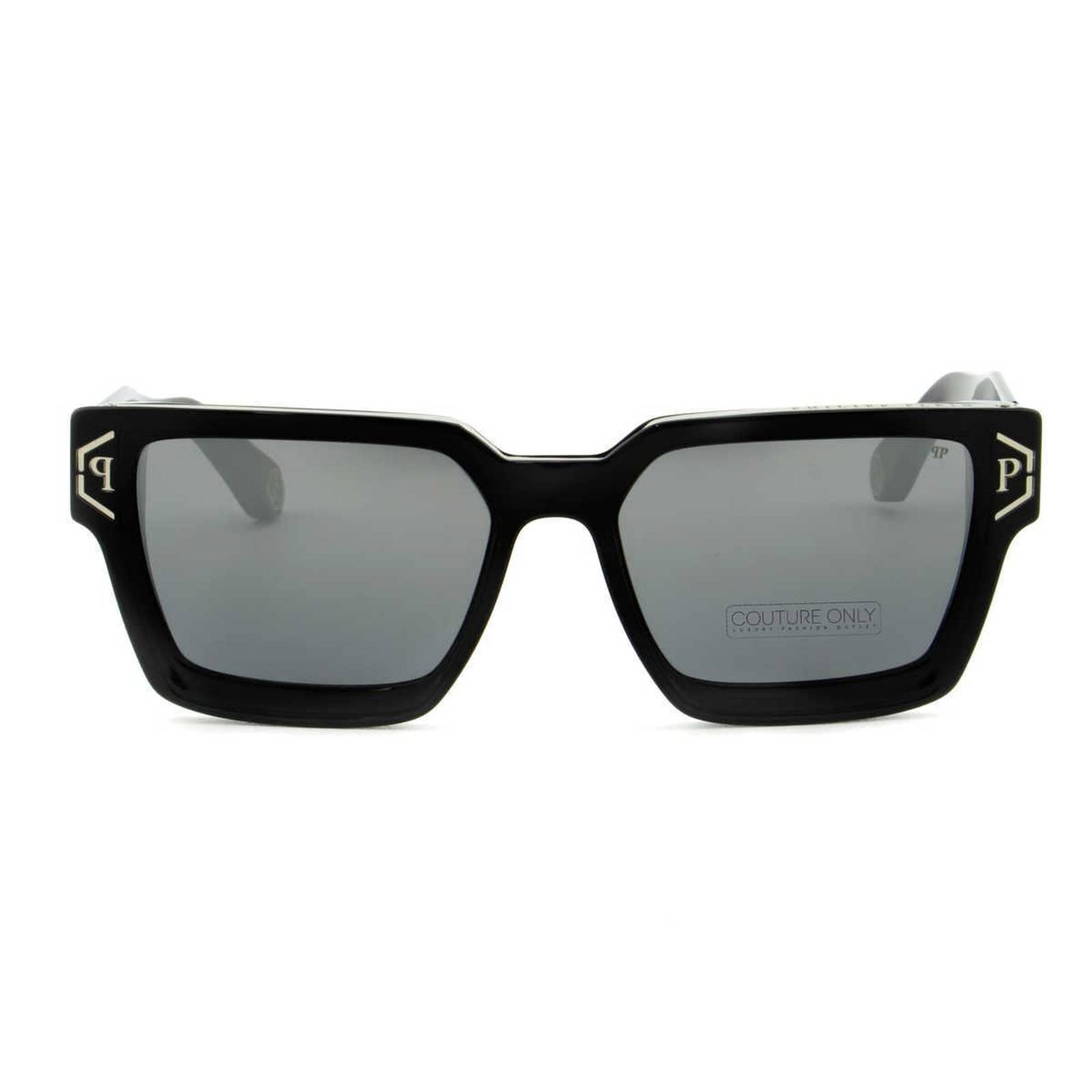 Men Black Square Sunglasses SPP005M-700X Black & Silver