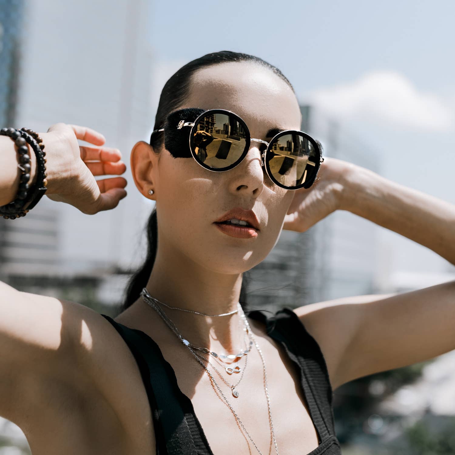 Limited Edition Women Gold Round Sunglasses