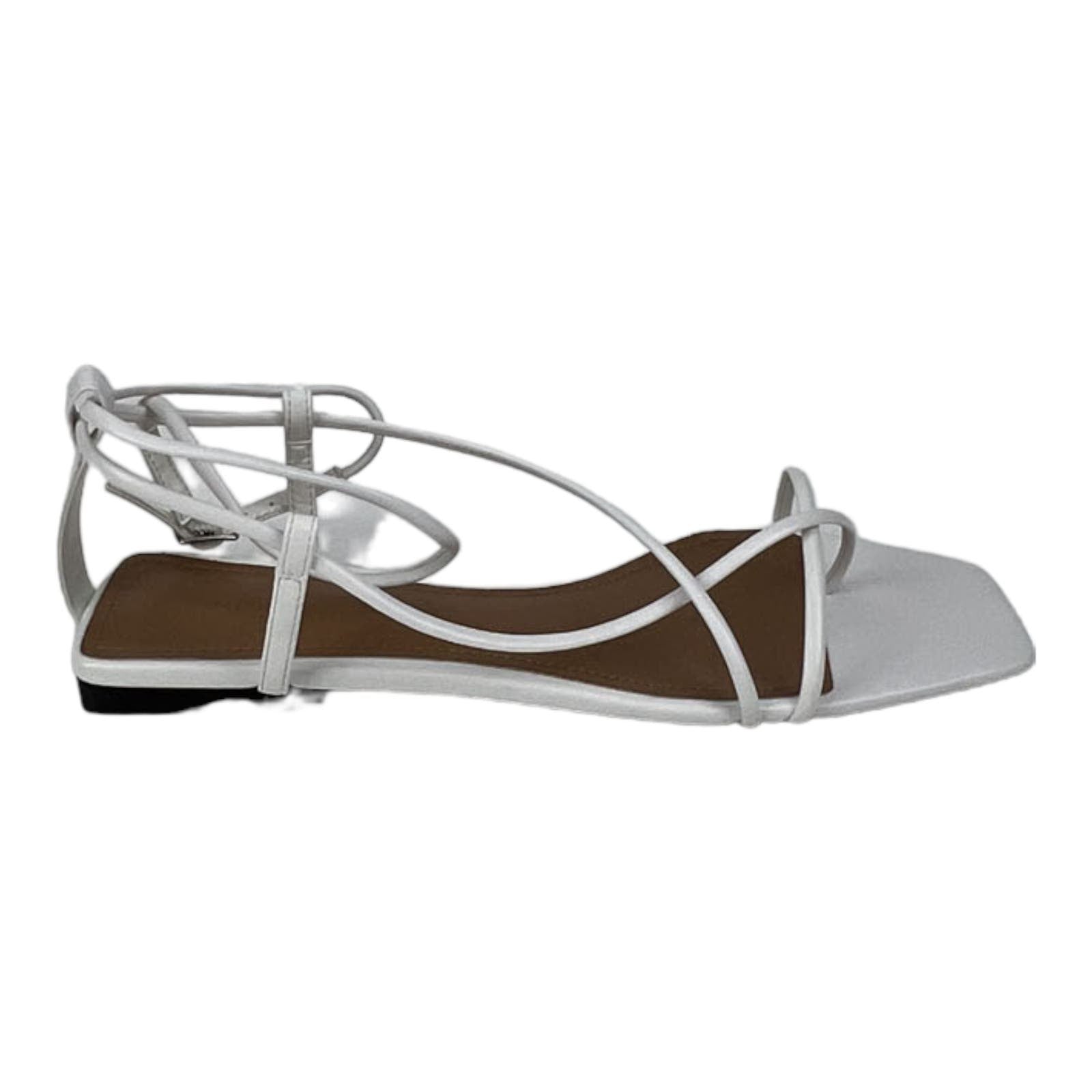 Who What Wear Women US 7 White Straps Flat Gladiator Zander Sandals