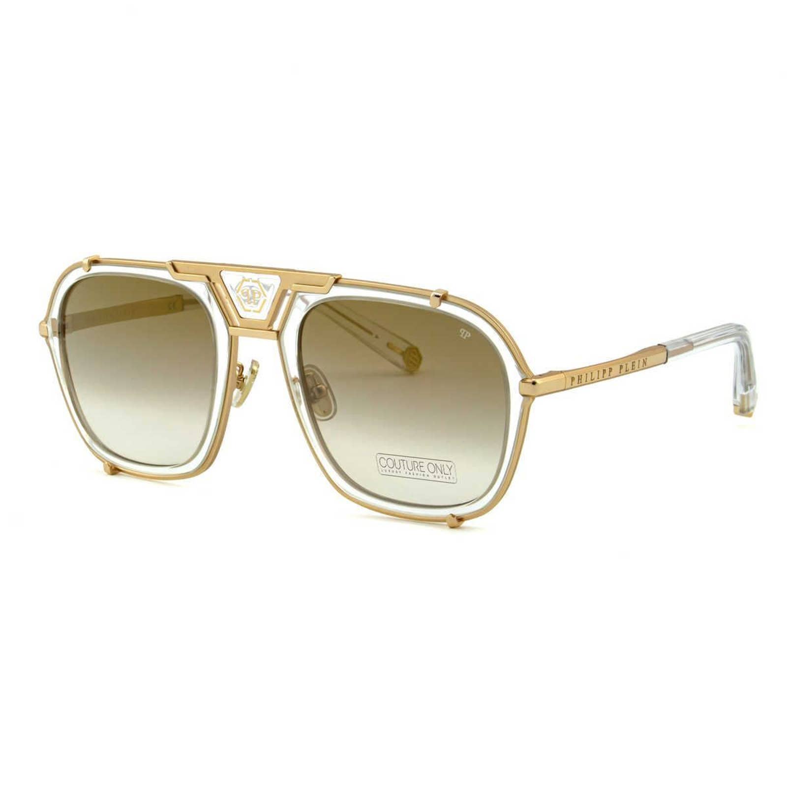 Men Square Aviator Gold Titanium Sunglasses SPP010M