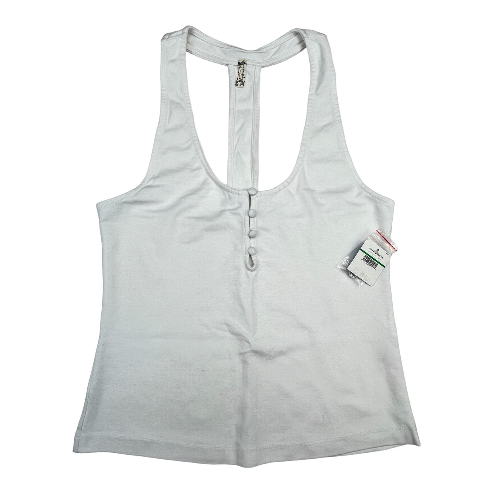 Free People Women Ivory Tank Top US L Casual Summer Shirt