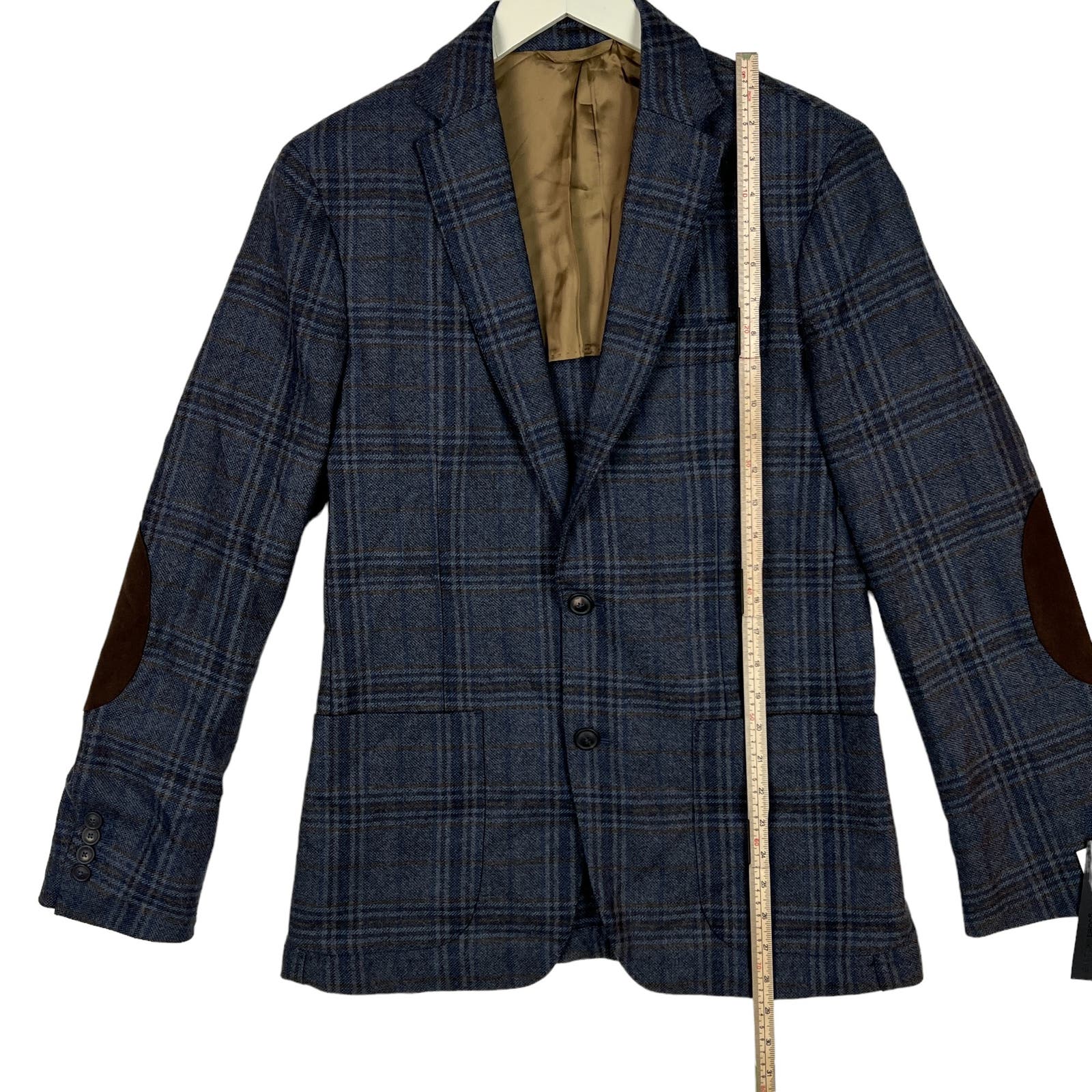 Dylan Gray Men Grey Blue Check Suit US 38R Jacket Blazer Long Sleeve