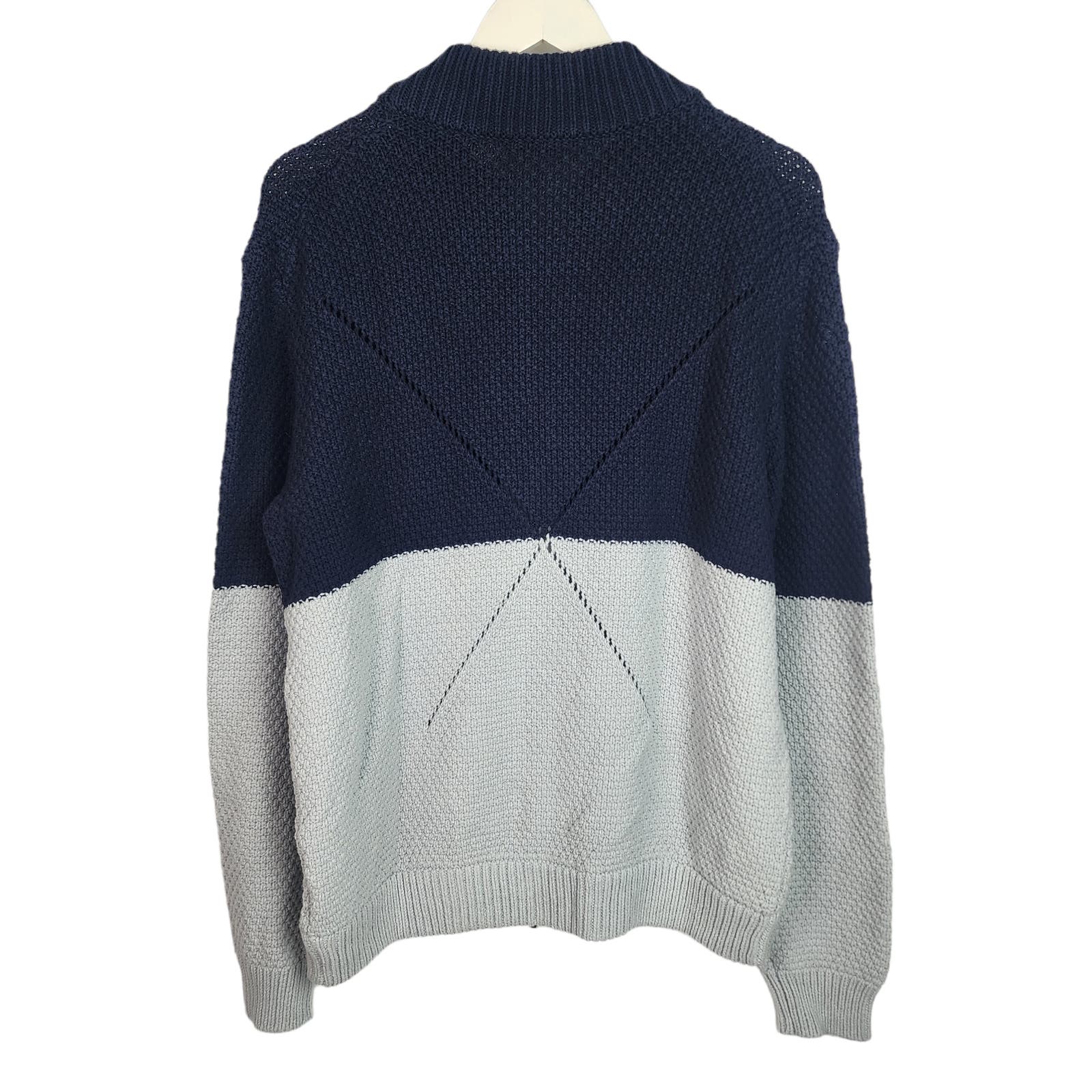 ATM Men Sweater US XXL Navy Blue Mock Neck Zip Up Cardigan Jacket