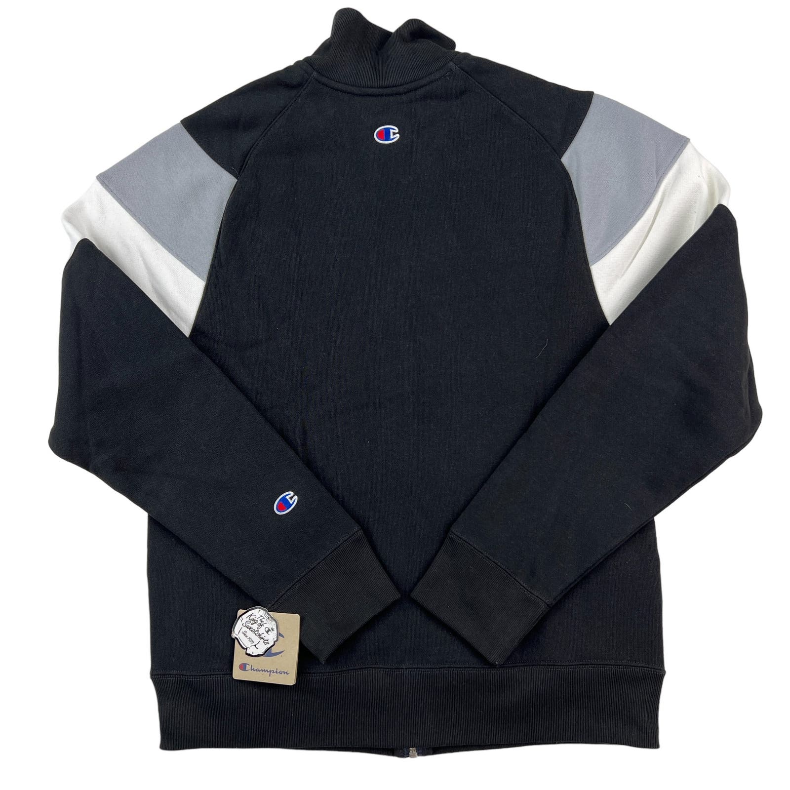 Champion Men Black Full Zip Track Jacket US S Reverse Weave Colorblock