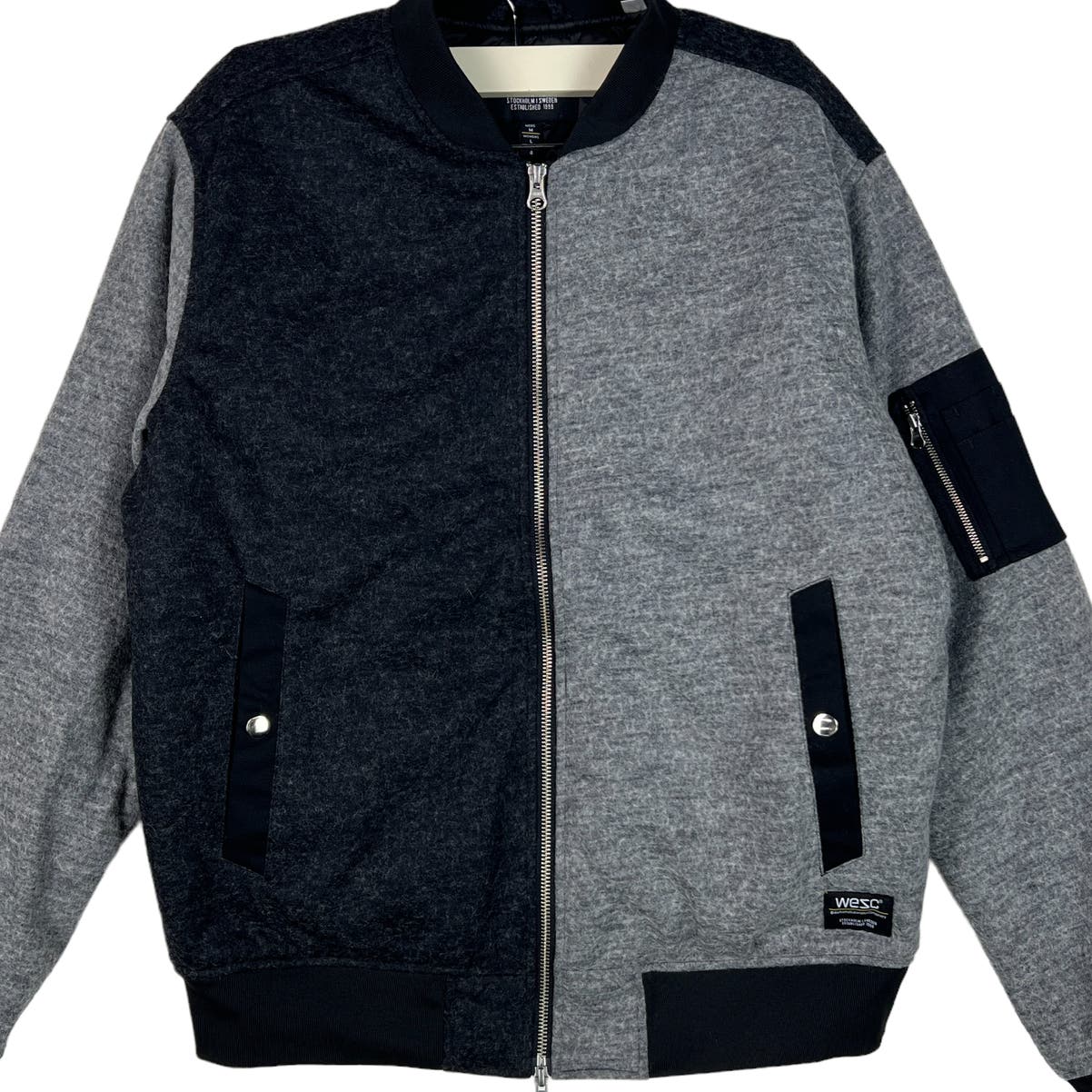 Wesc Mumel Men US M Melange Grey Jacket Flannel Bomber