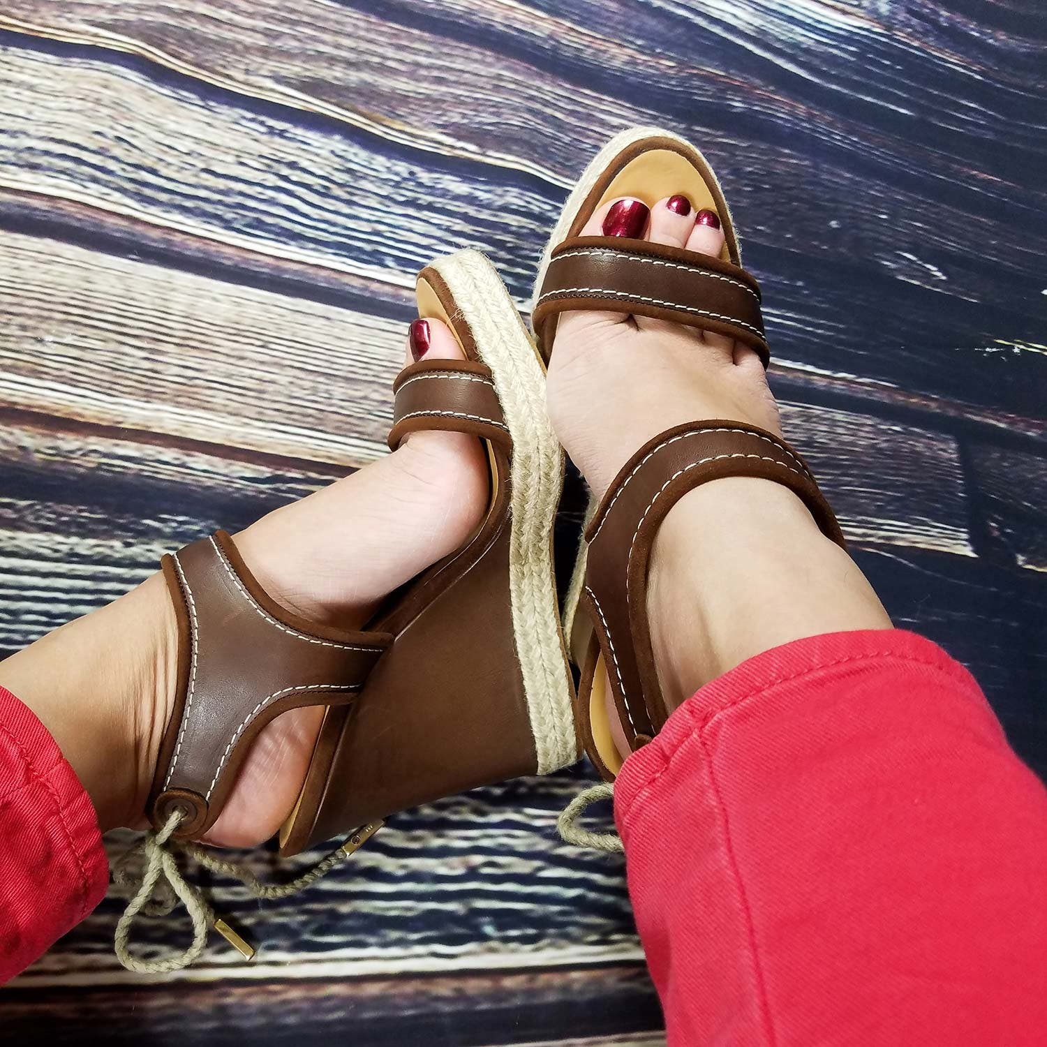 DSQUARED2 Women US 8 Brown Leather Back Laced Wedge