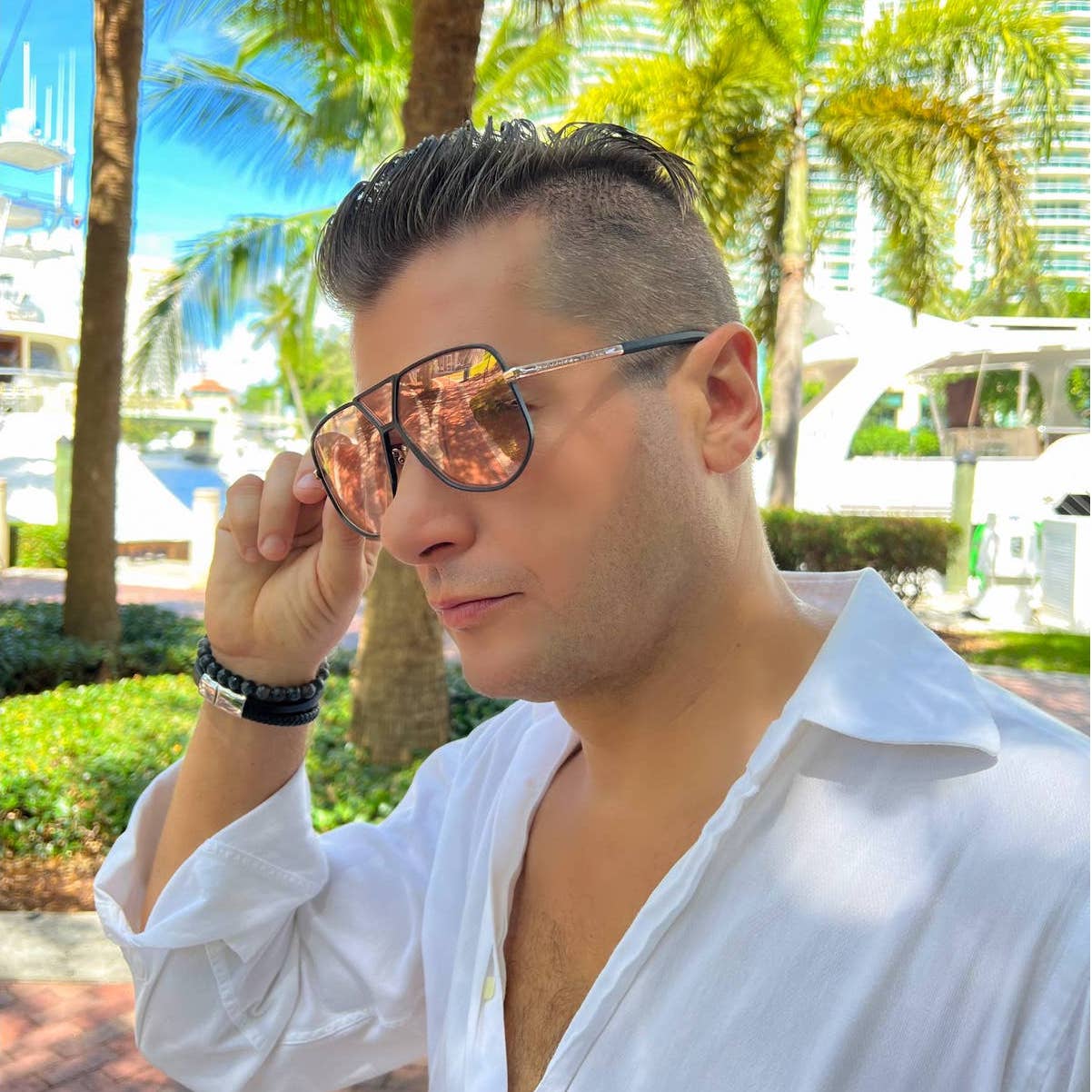 Men Aviator Black Titanium Sunglasses