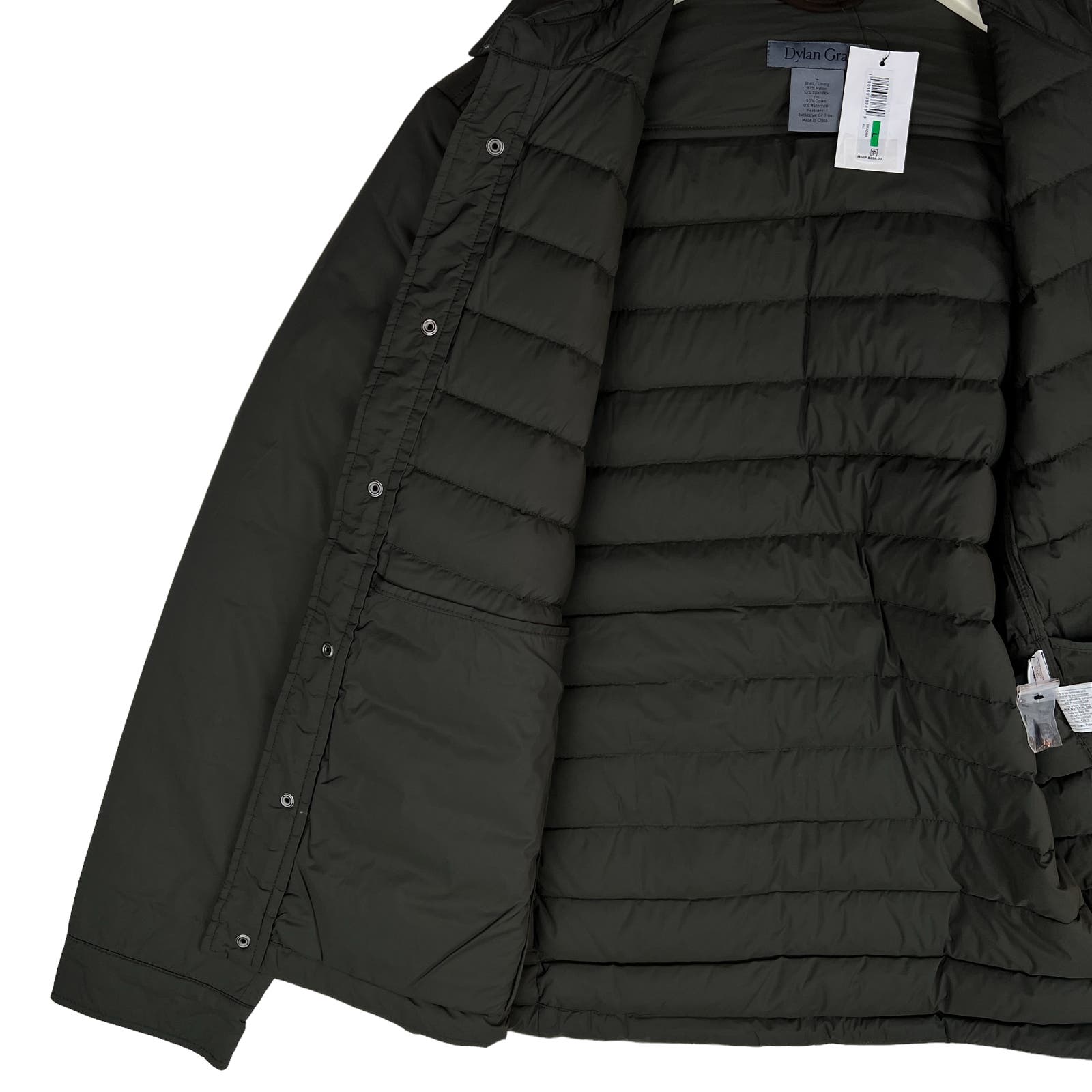 Dylan Gray Men Olive Green Down Full-Zip US L Casual Winter Puffer