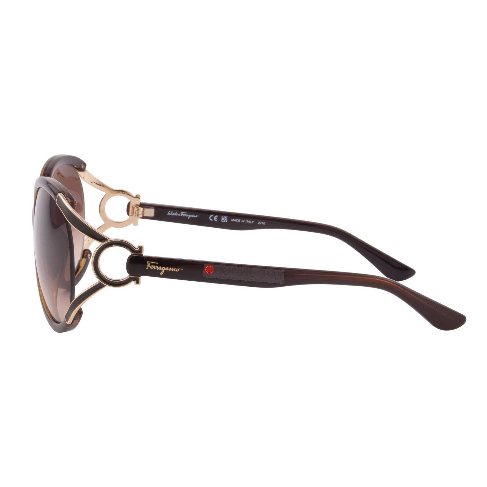 Women Round Oversized Brown Gold Sunglasses SF600S-220