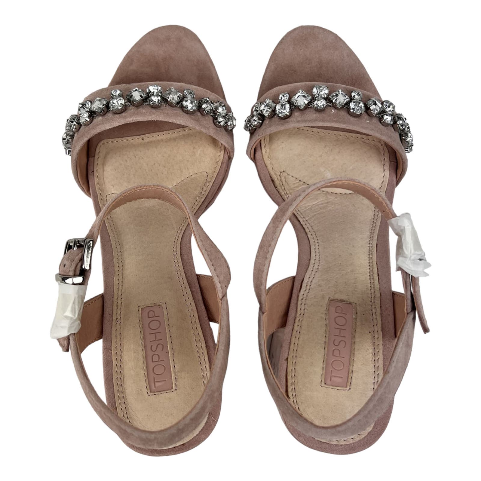 Lovely Women US 6.5 Nude Rhinestone Platform High Heels