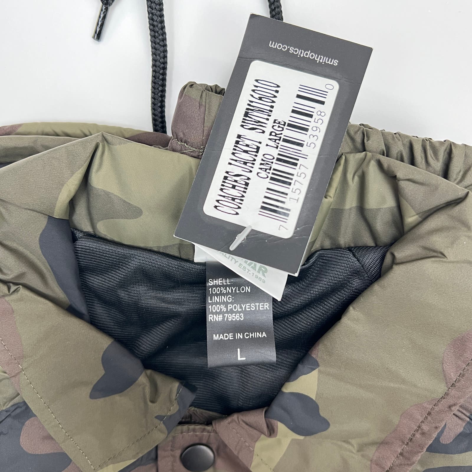 Smith Men Coaches Jacket US L Olive Camo Windbreaker Beimar