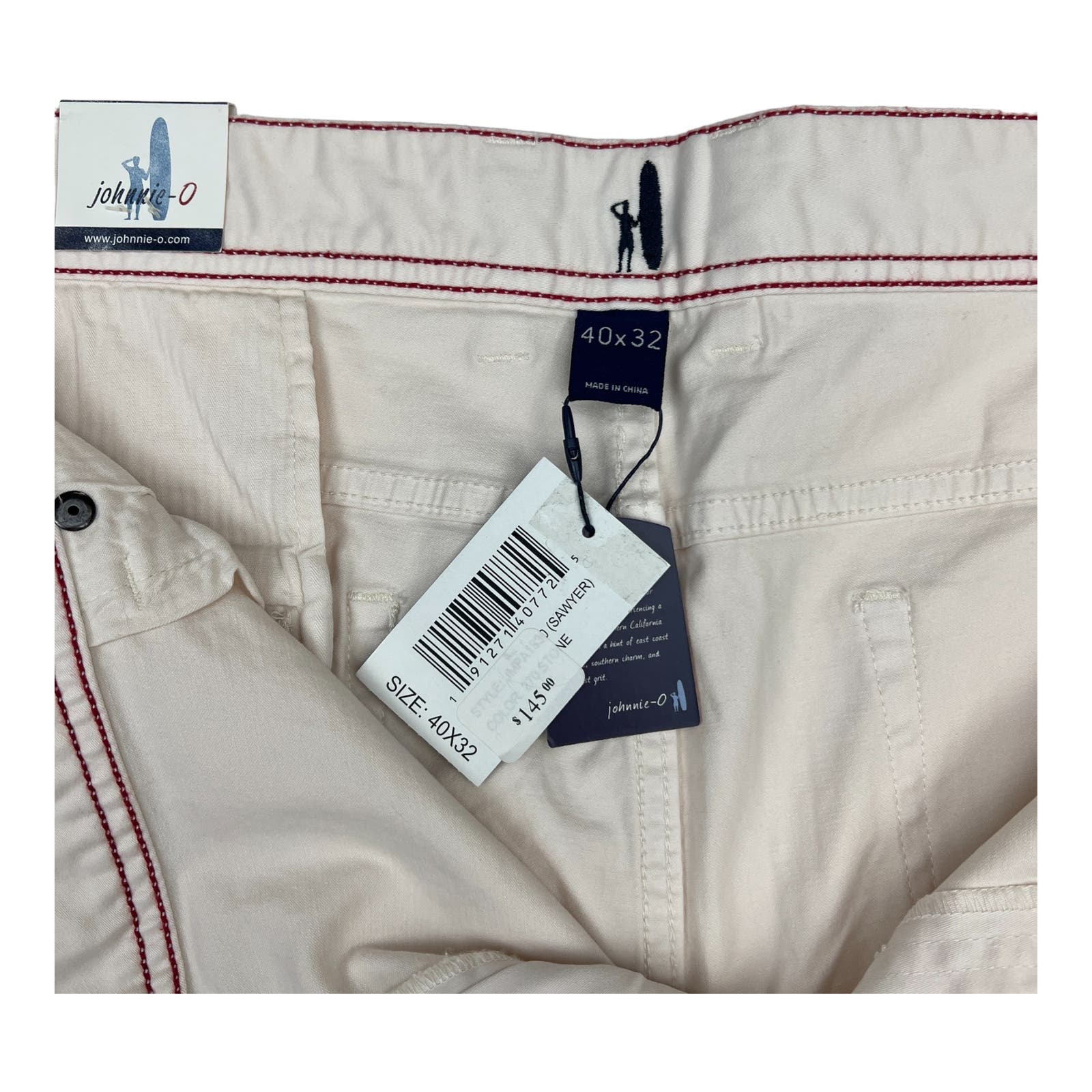 Johnnie-O Sawyer Men Stone Jeans US 40x32 Casual Straight Leg