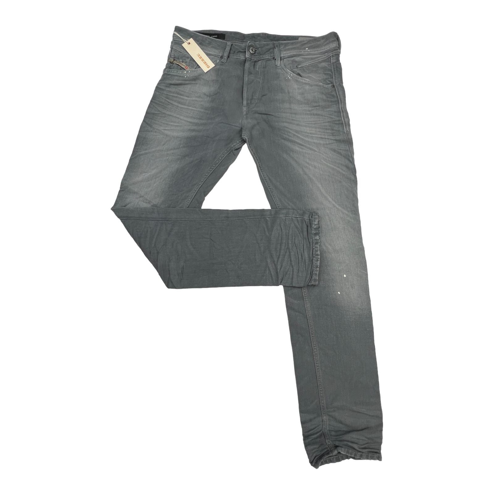 Diesel Men Grey Jeans Slim Fit US 27 Buttons Linen Cotton