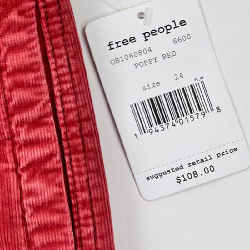 Free People Women Red Pencil Skirt US 24 Zipped Midi Corduroy