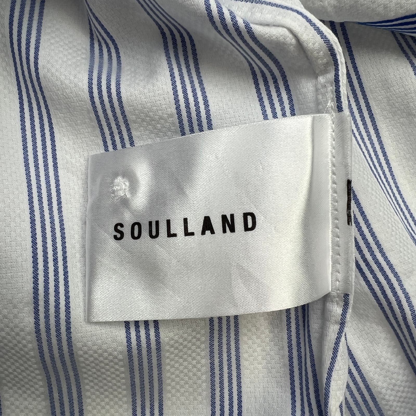 Soulland Cornwall Men White Striped Shirt US L Short Sleeve