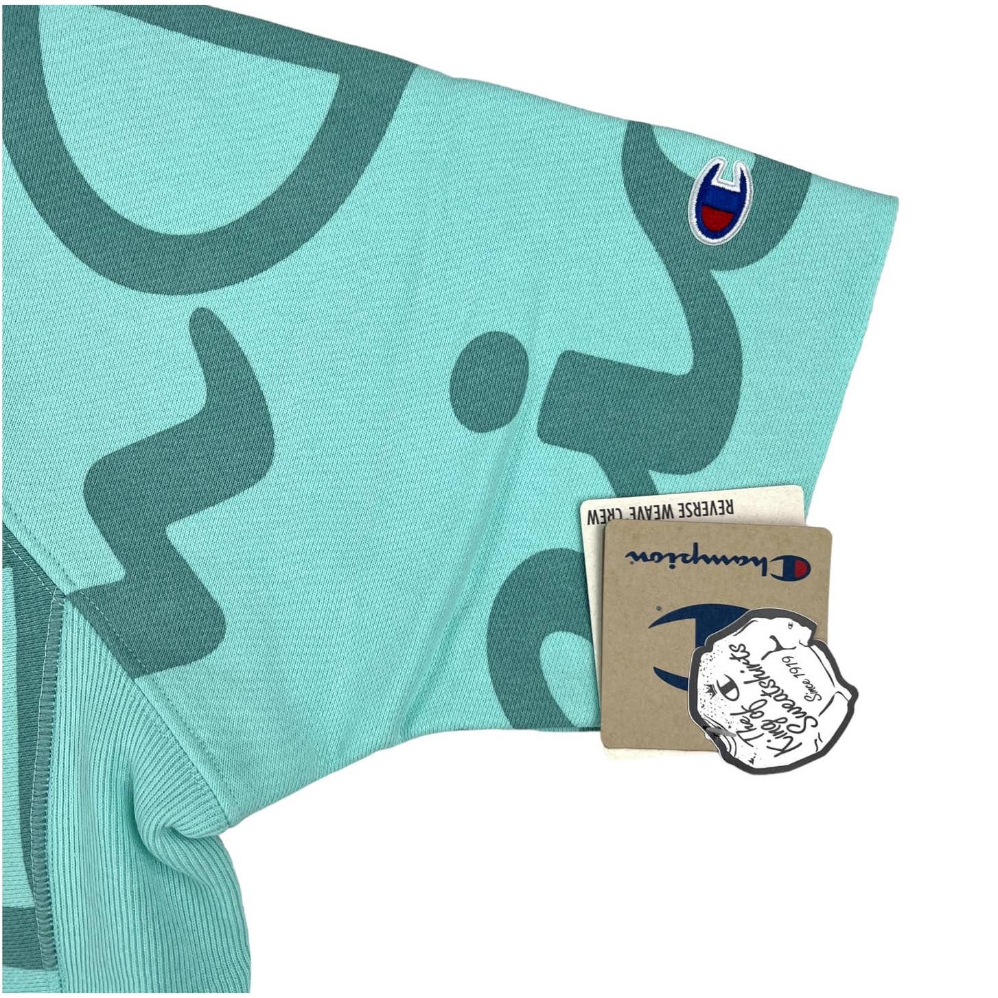Champion Men Turquiose Blue Sweatshirt US XS Short Sleeve Crew Neck