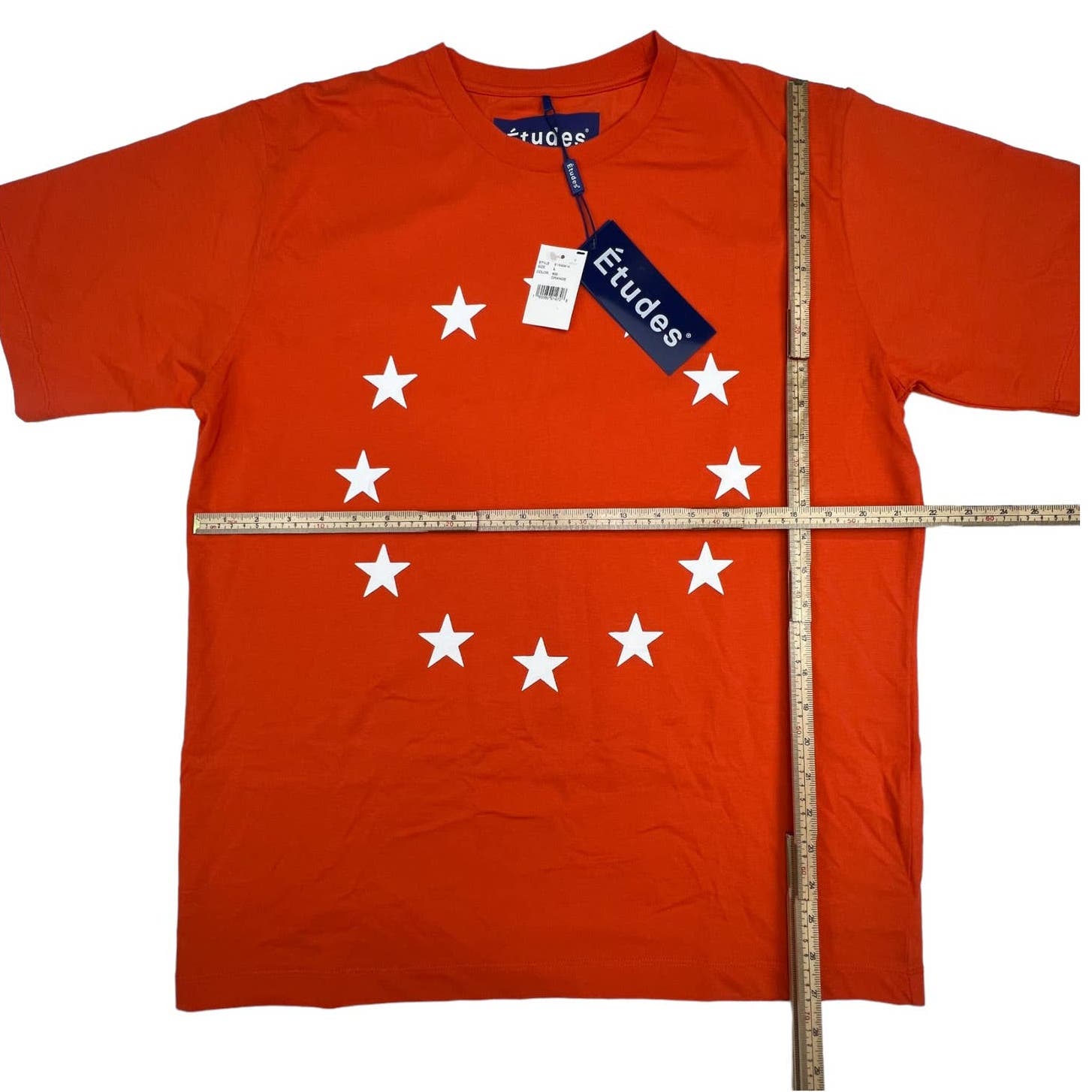 Etudes Unisex Orange T-Shirt Crew US L Neck Short Sleeve