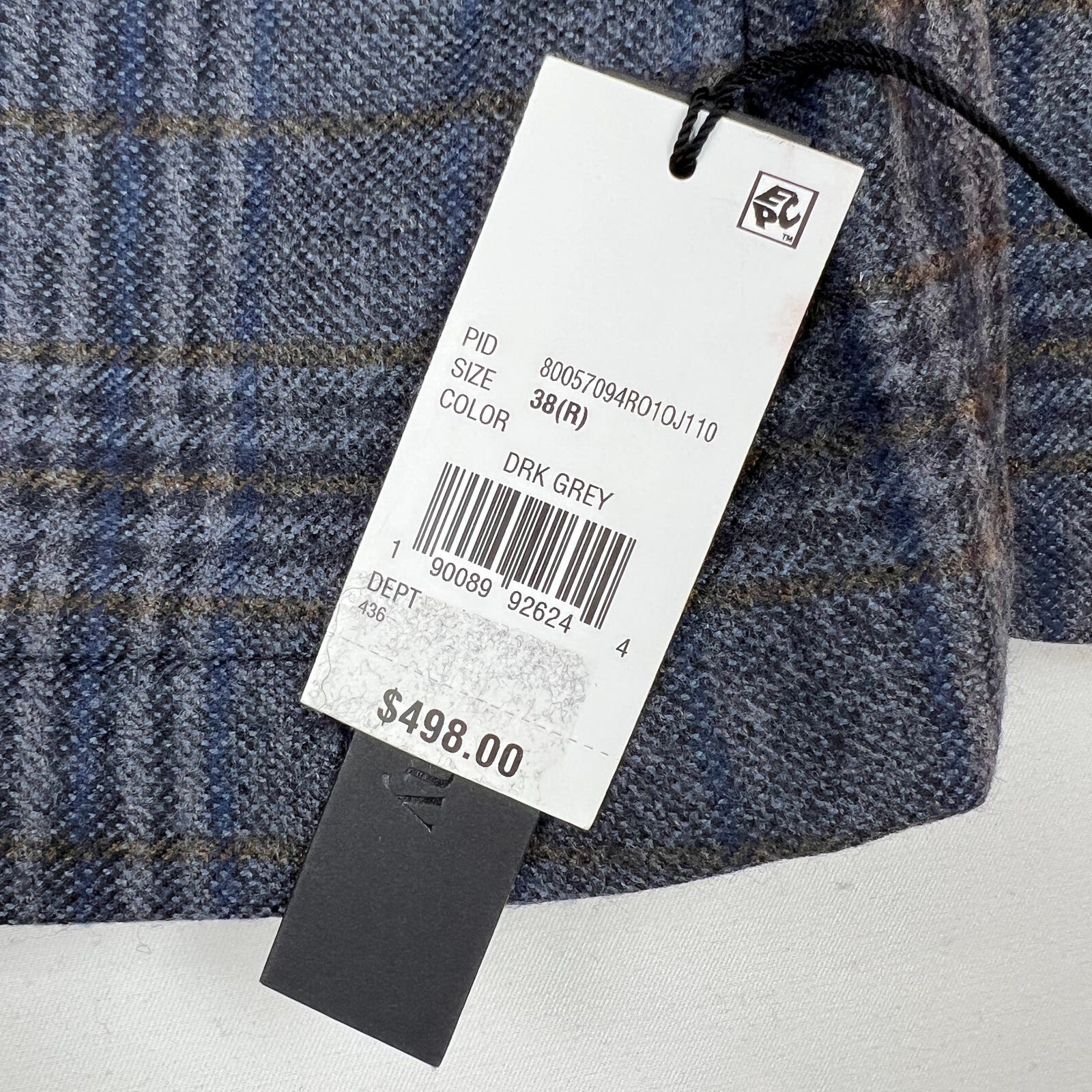 Dylan Gray Men Grey Blue Check Suit US 38R Jacket Blazer Long Sleeve