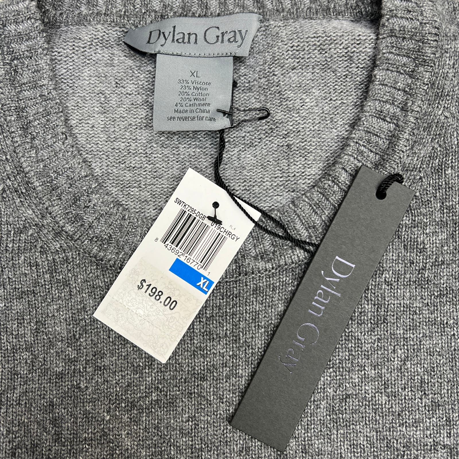 Dylan Gray Men Crewneck Wool US XL Cashmere Long Sleeve