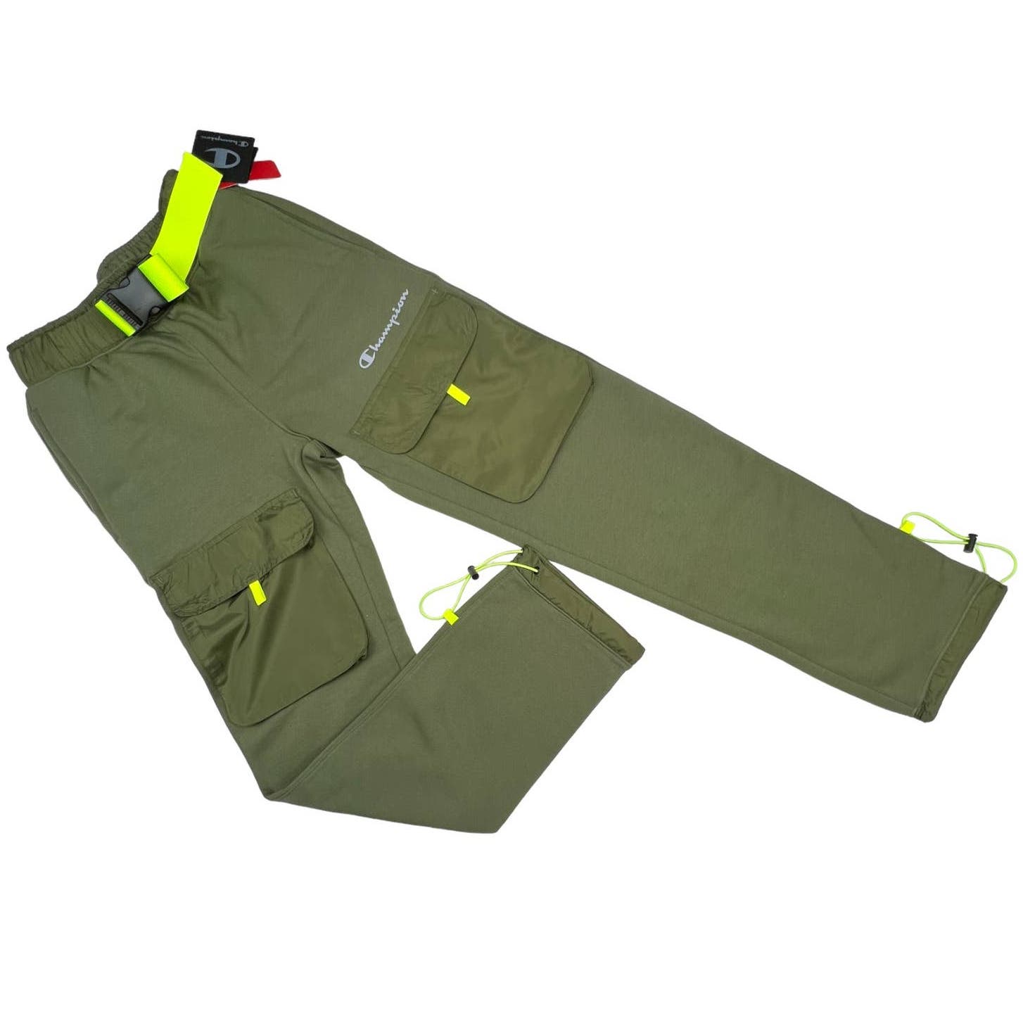 Champion Men Olive Pants US XS Patch Pockets Joggers