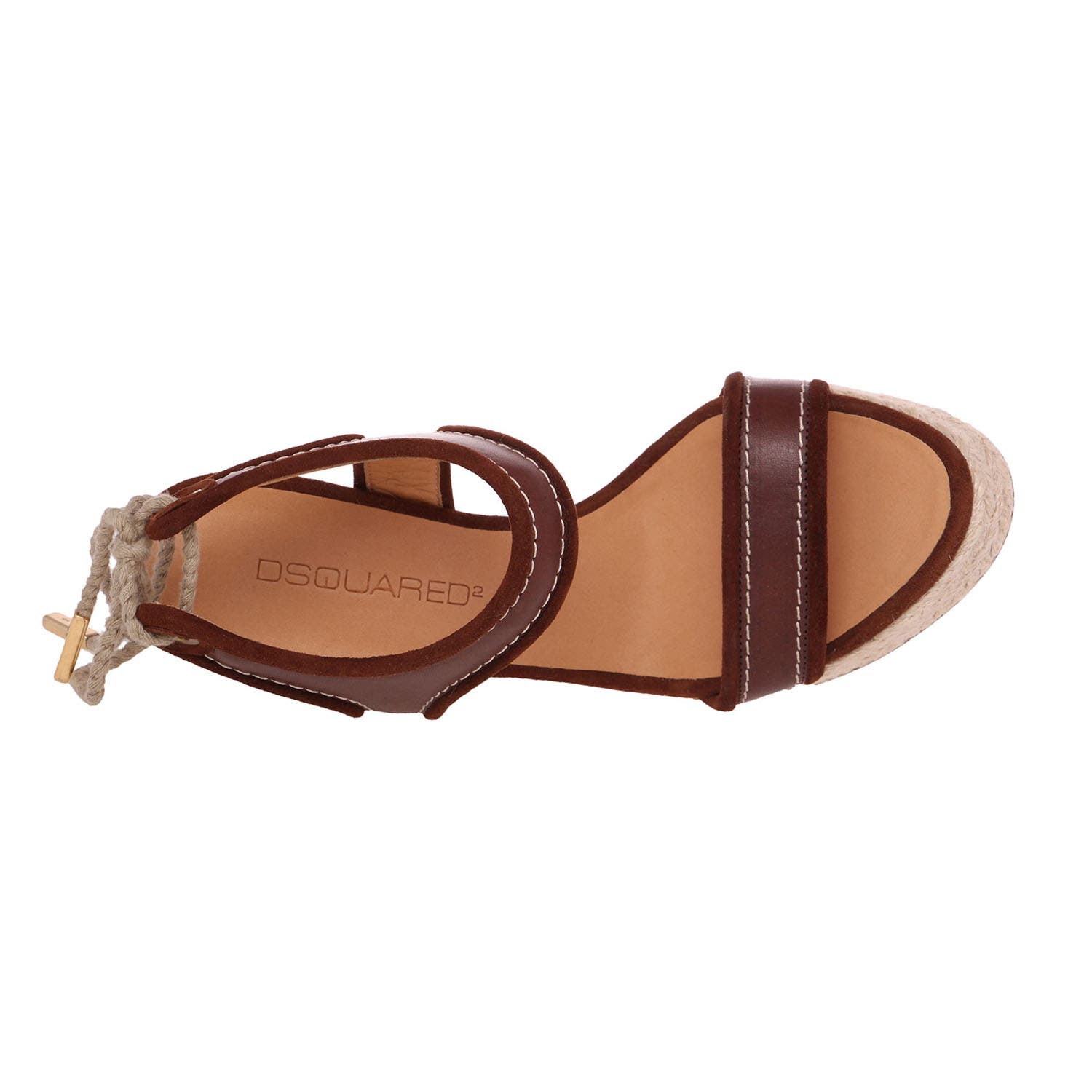 DSQUARED2 Women US 8 Brown Leather Back Laced Wedge