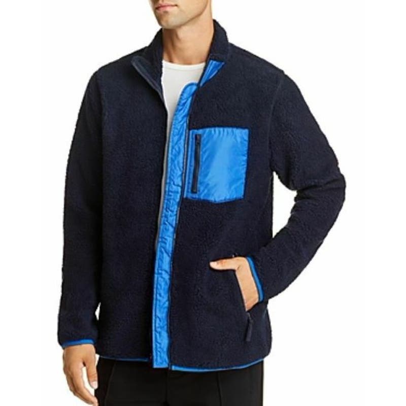Pacific & Park Men US S Navy Blue Sherpa Zip-Up Fleece Jacket