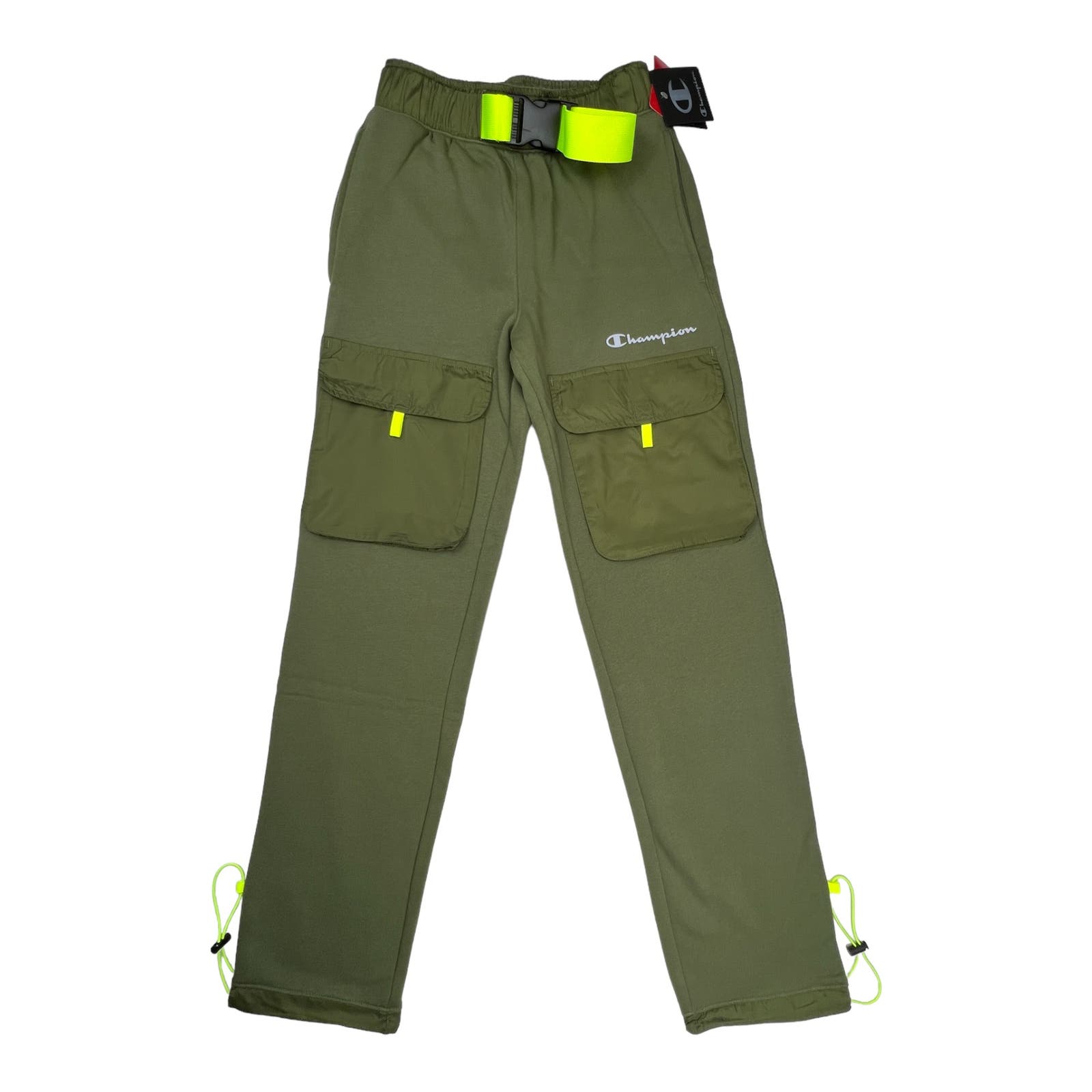 Champion Men Olive Pants US XS Patch Pockets Joggers