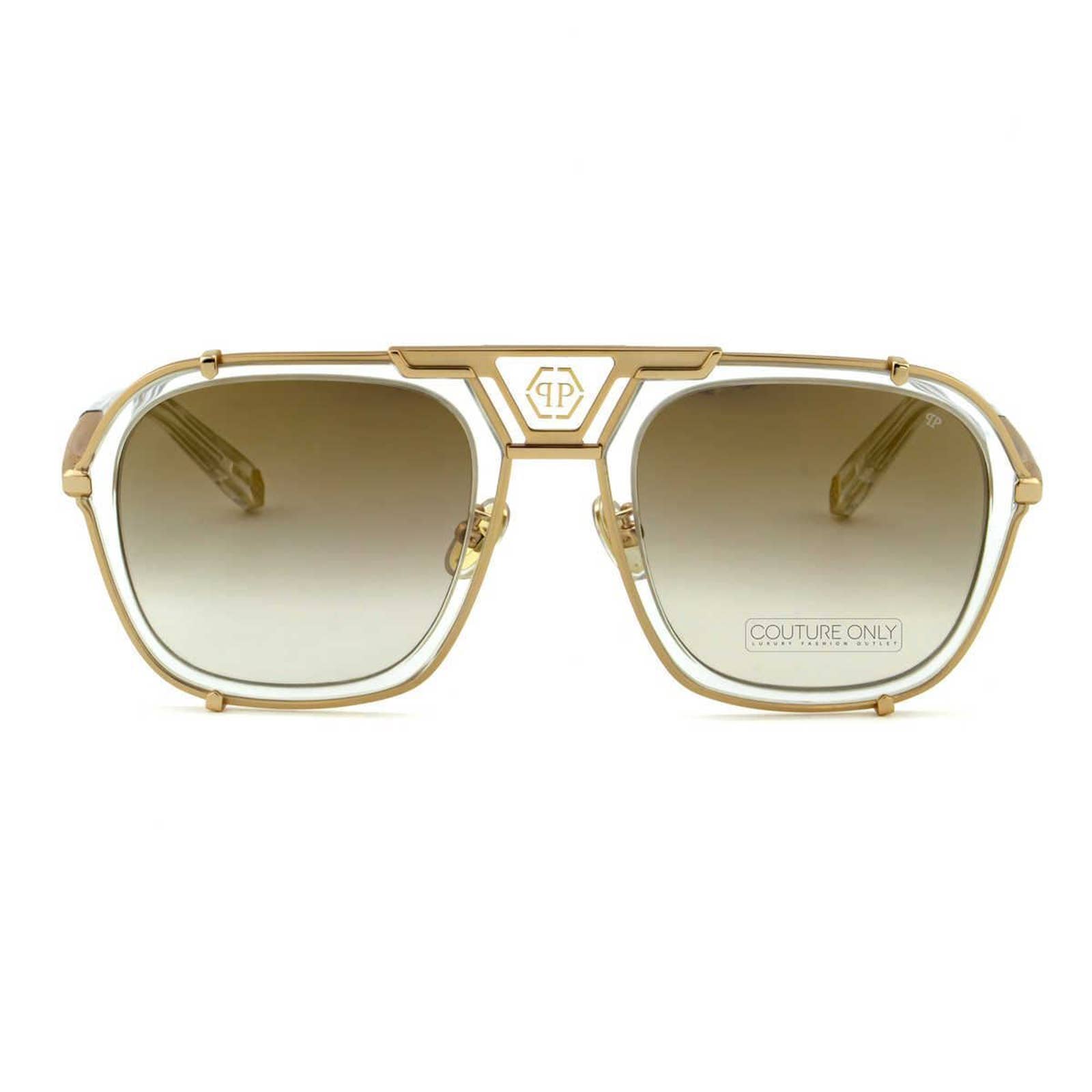 Men Square Aviator Gold Titanium Sunglasses SPP010M
