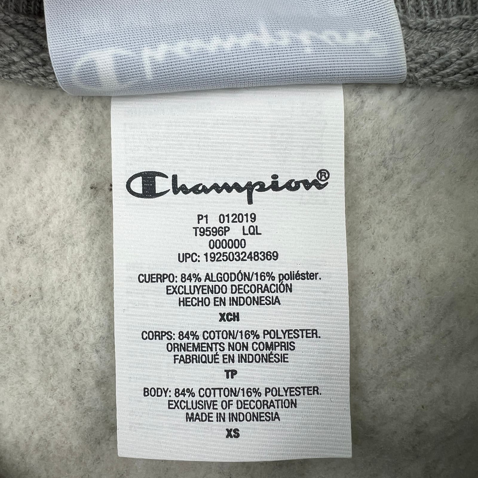 Champion Men Grey Sweater US XS Short Sleeve White Logo