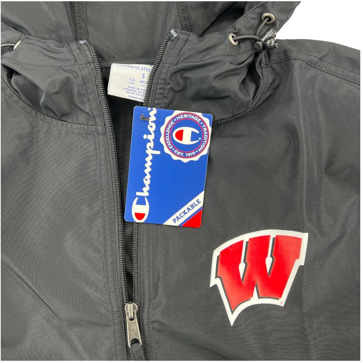Champion Men Black Hoody US S Anorak Sport Windbreaker
