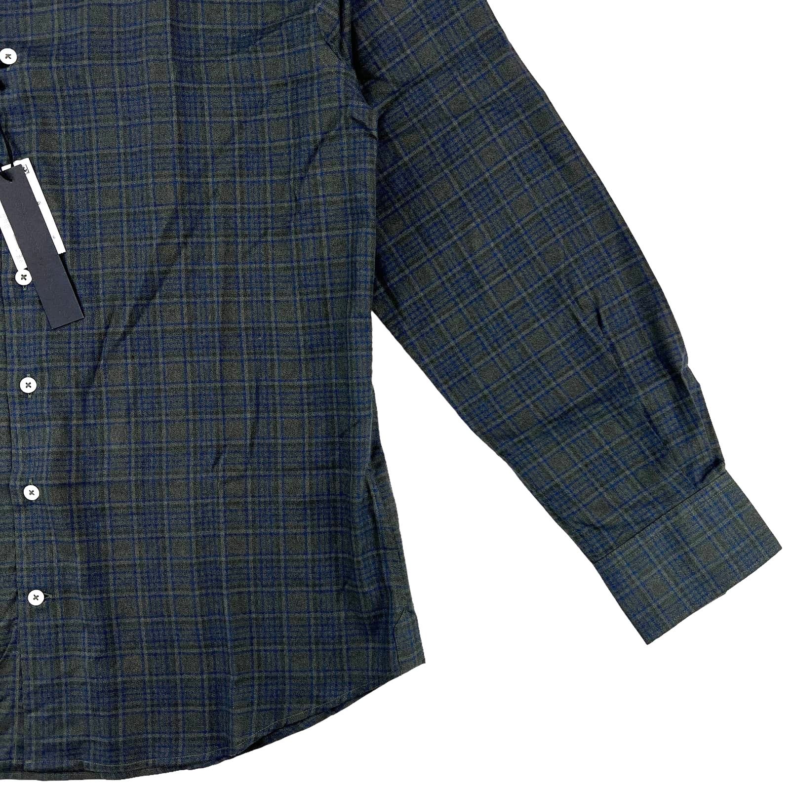 Dylan Gray Men Gray Olive Plaid Button Down US L Long Sleeve