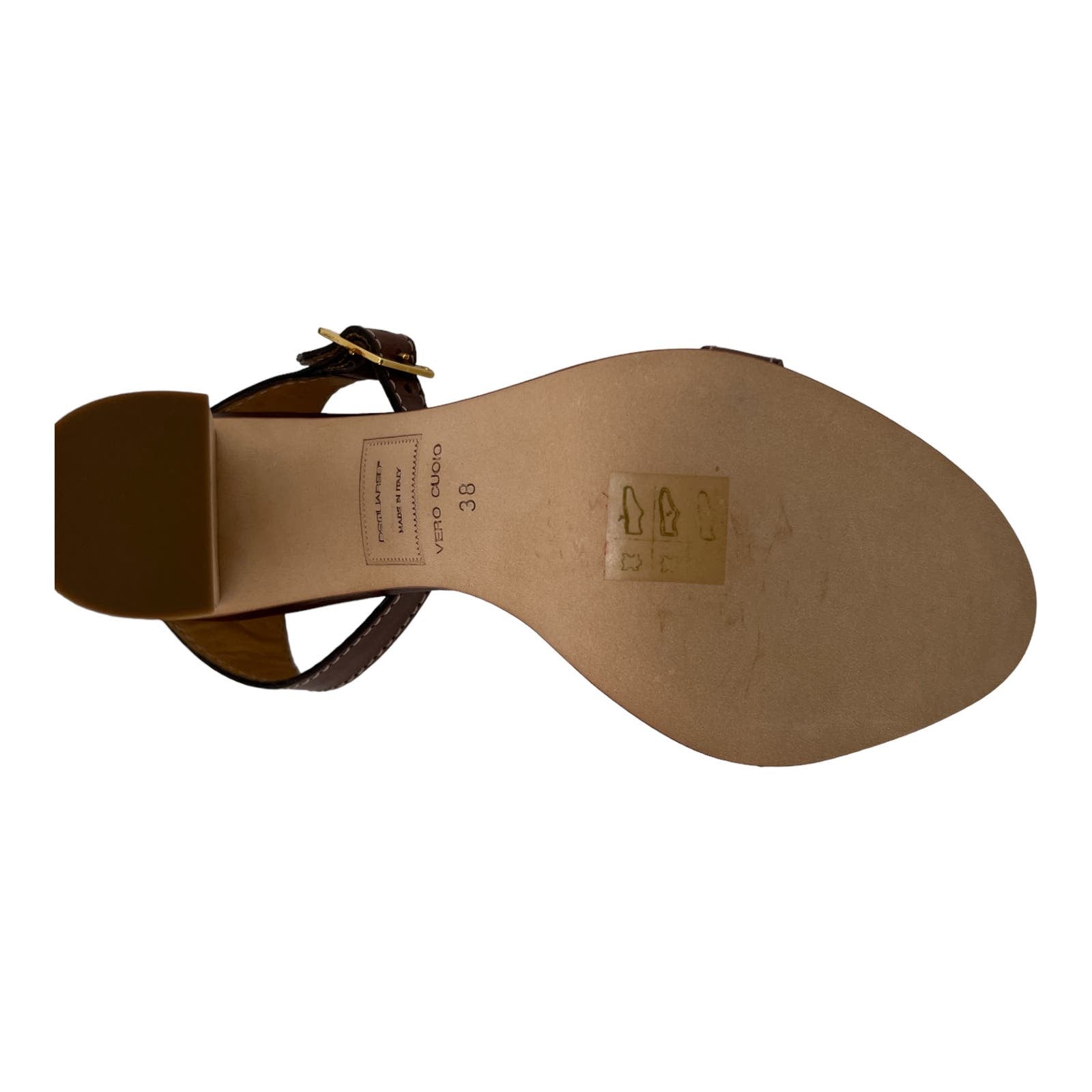 DSQUARED2 Women US 8 Brown Gold Leather Block Heel Ankle Strap