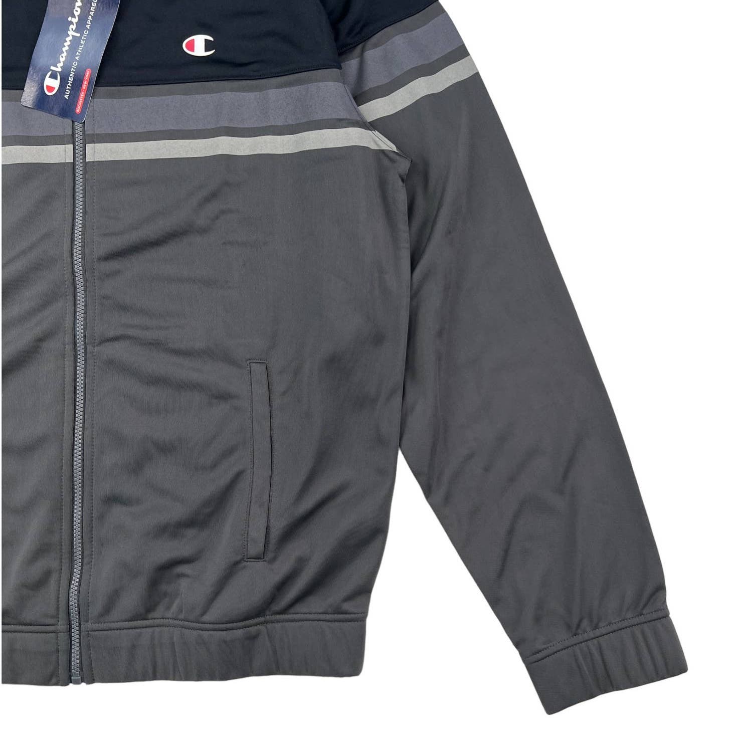Champion Men Grey Full Zip Jacket US XL Sport Casual Long Sleeve