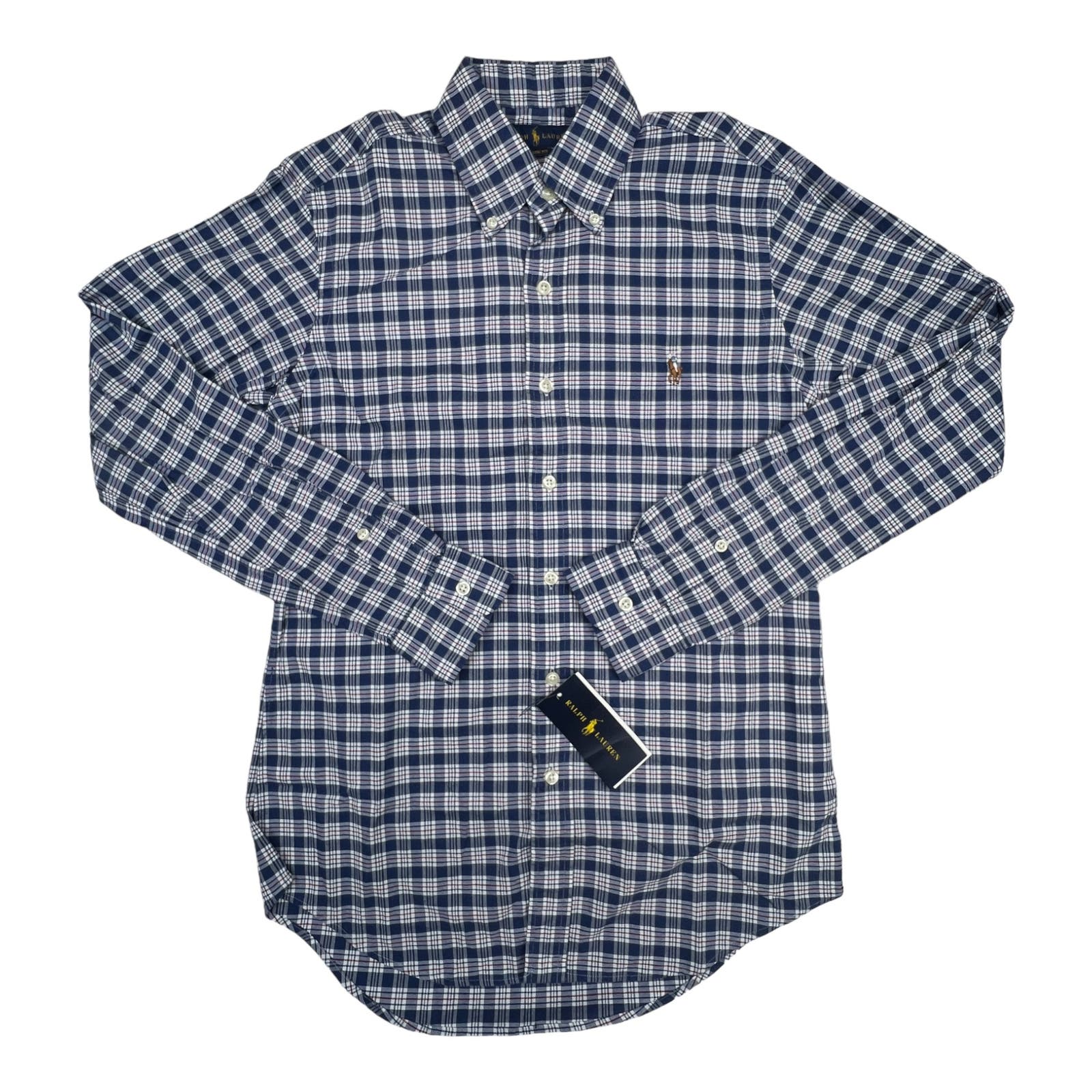 POLO by Ralph Lauren 100% Cotton Men Blue Plaid Shirt US XS Button Down