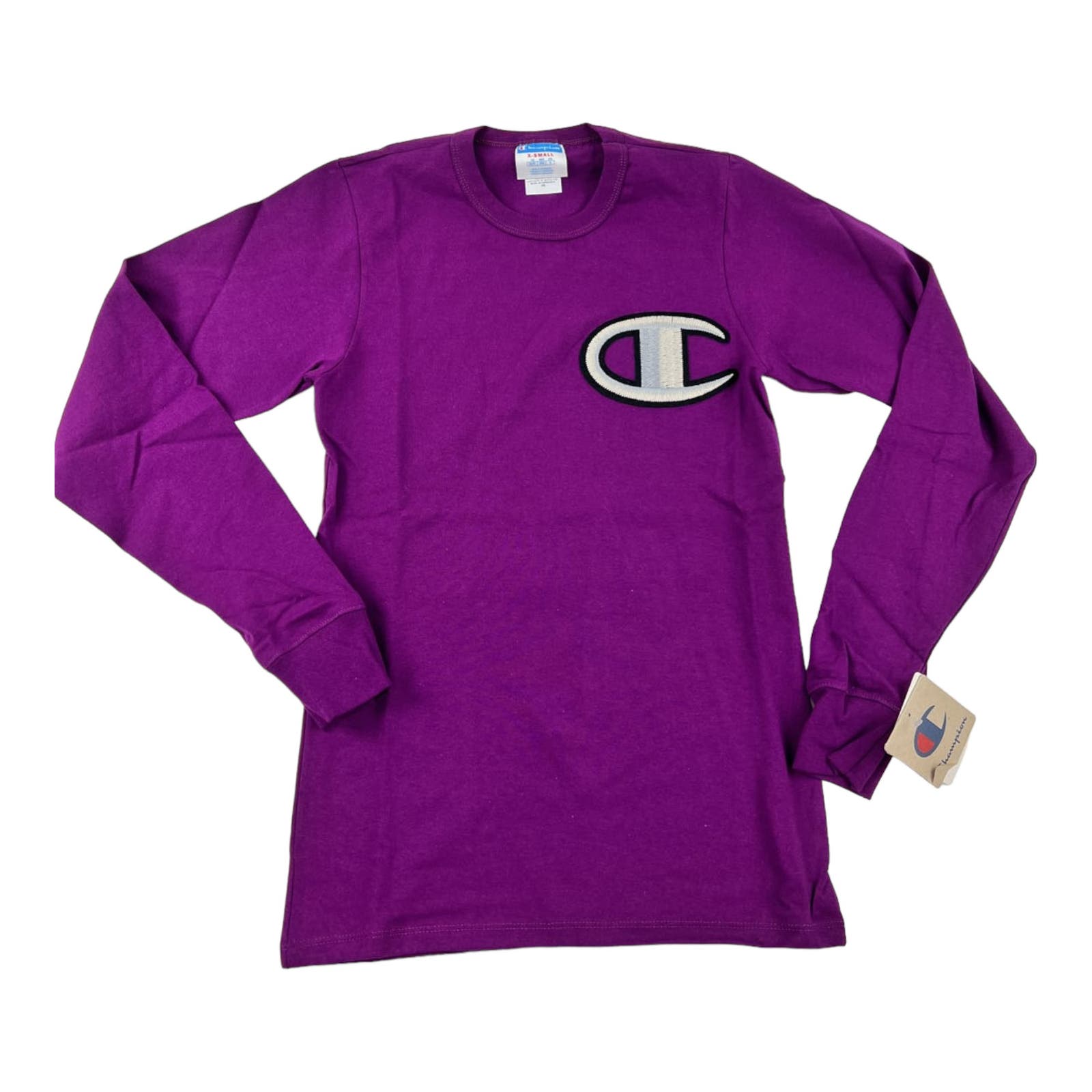 Champion Men Purple  T-Shirt US XS Issue Long Sleeve Tee