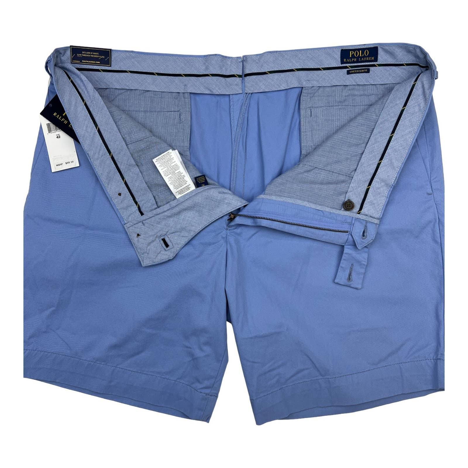 POLO Ralph Lauren Men Light Blue Shorts US 42 Classic Flat Front
