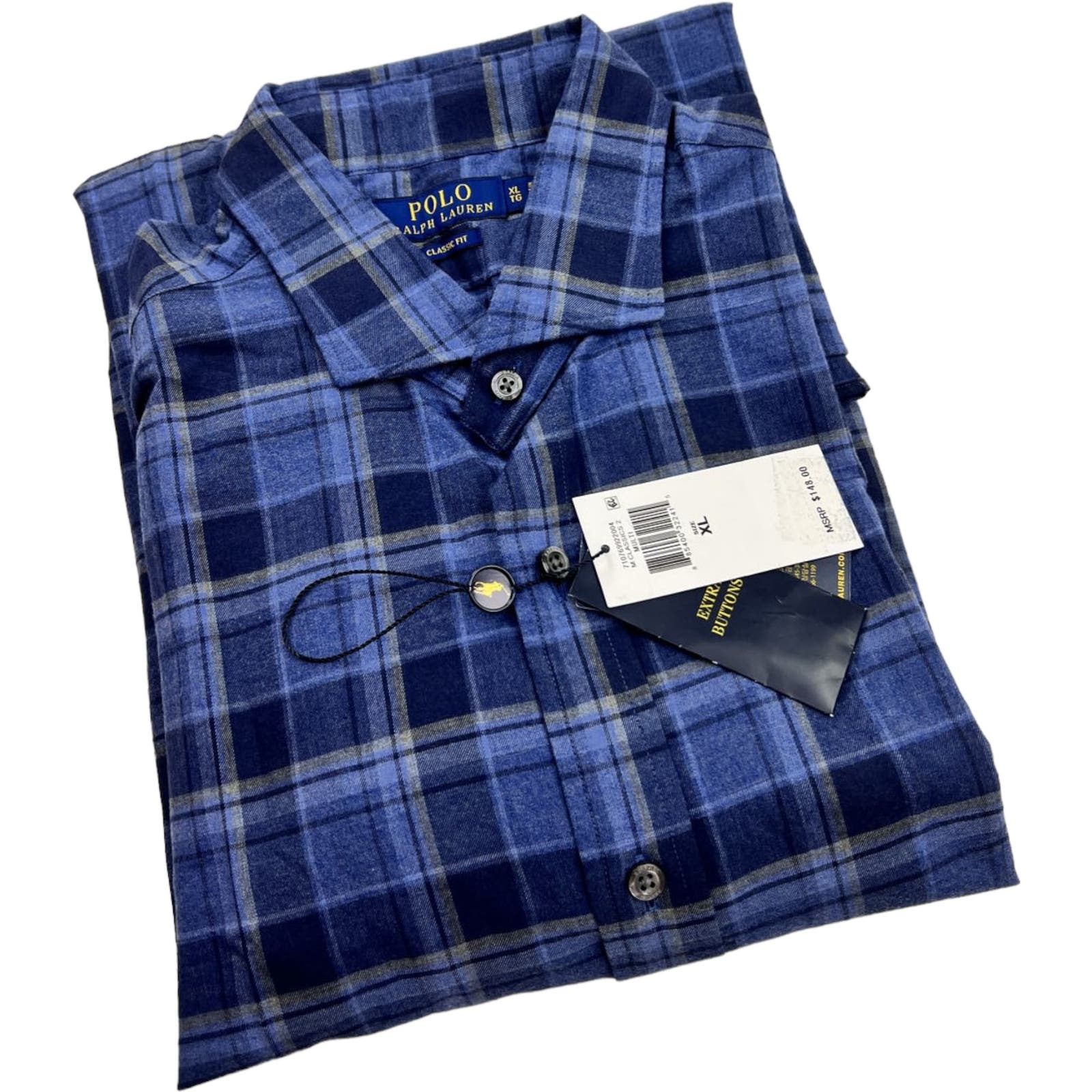 Ralph Lauren Polo Men Blue Plaid Shirt US XL Long Sleeve Button Down