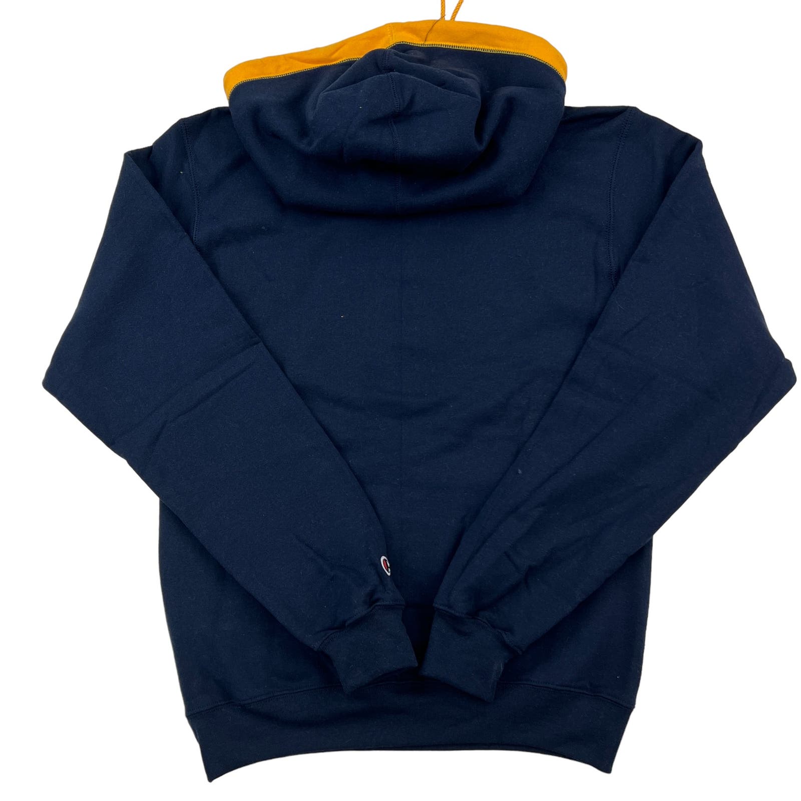Champion Men US S Navy Blue Orange Double Dry Eco Fleece Hoody