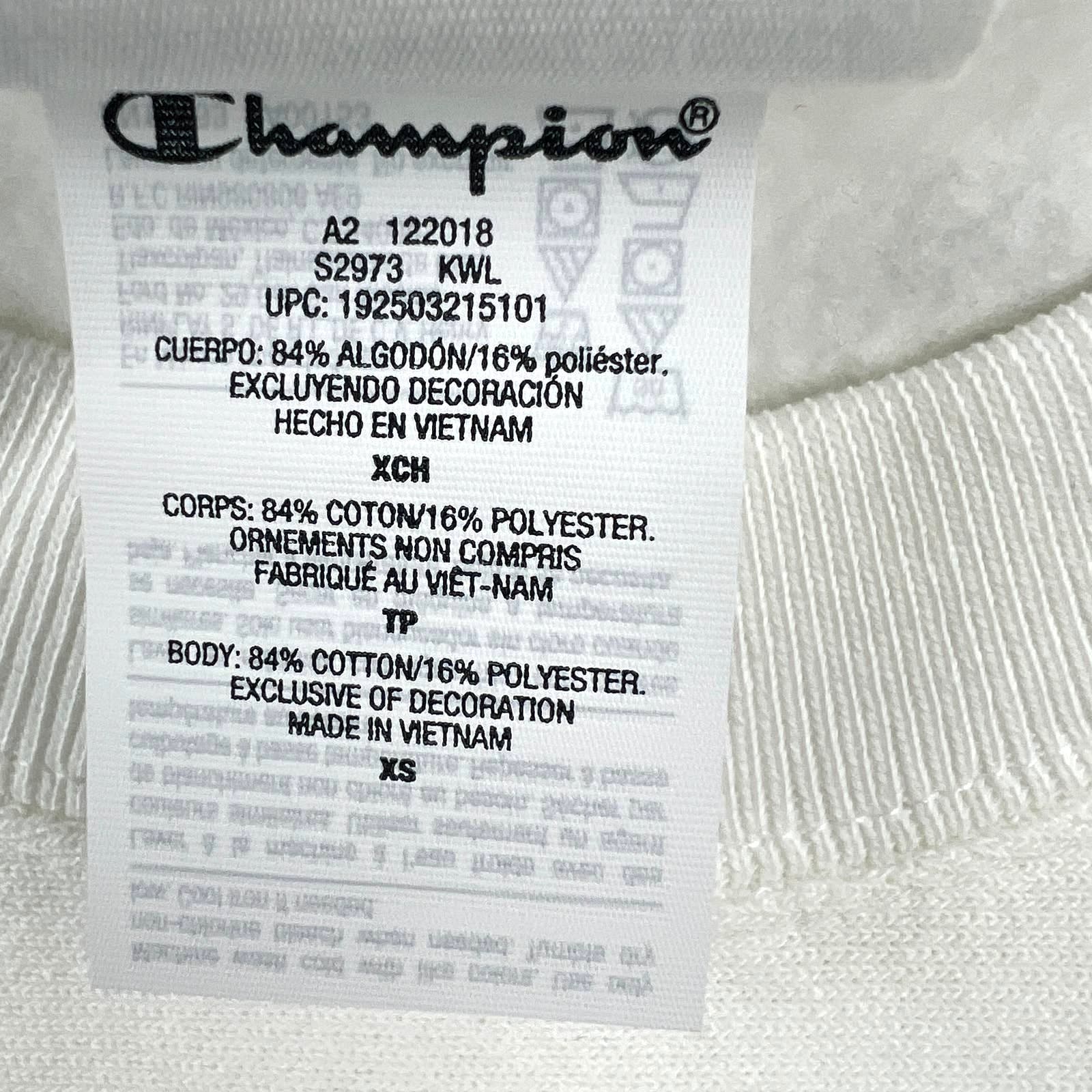 Champion Men White Sweatshirt US XS Long Sleeve Crew Neck